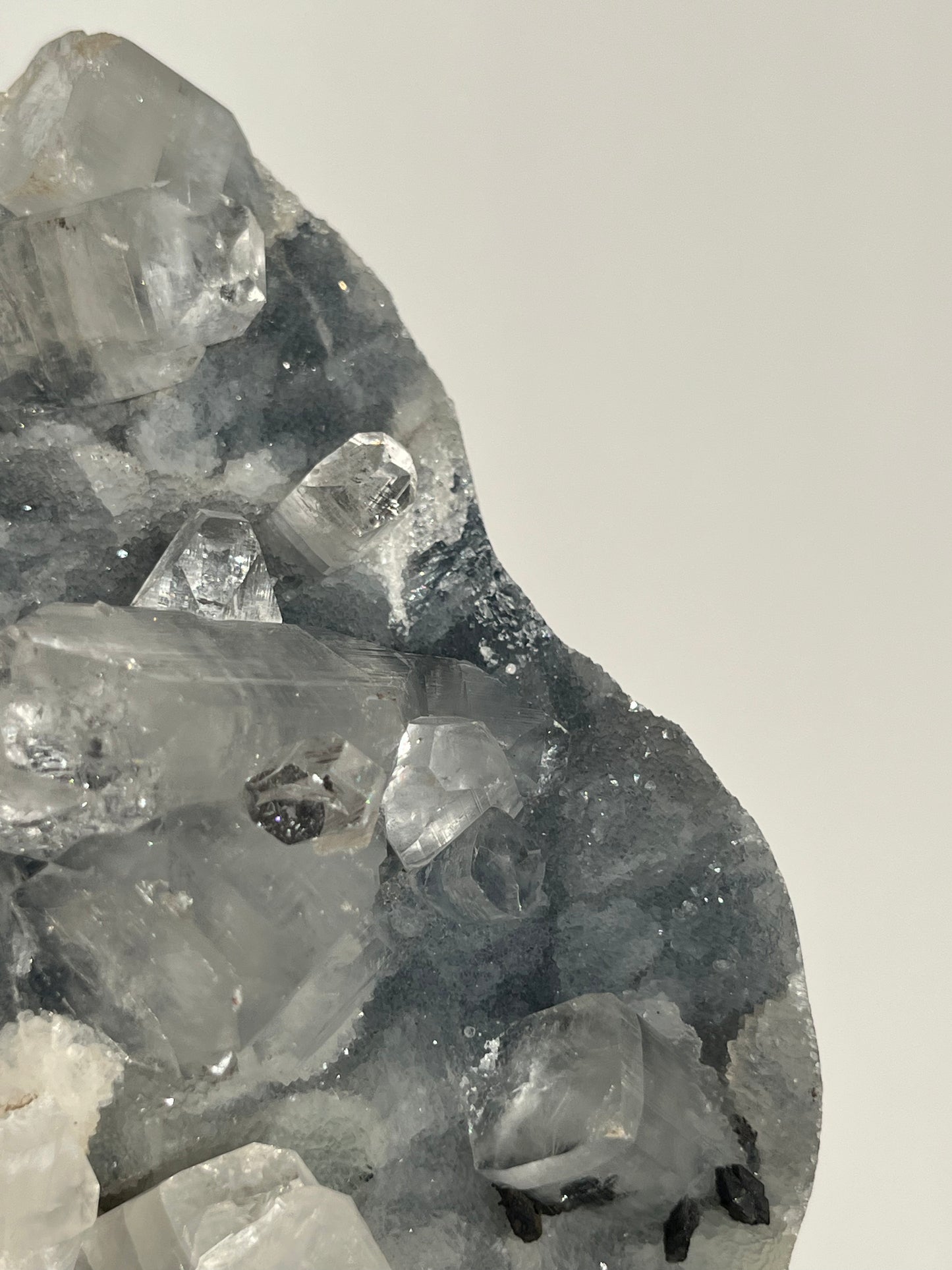 Blue Chalcedony and Apophyllite Standing Geode T