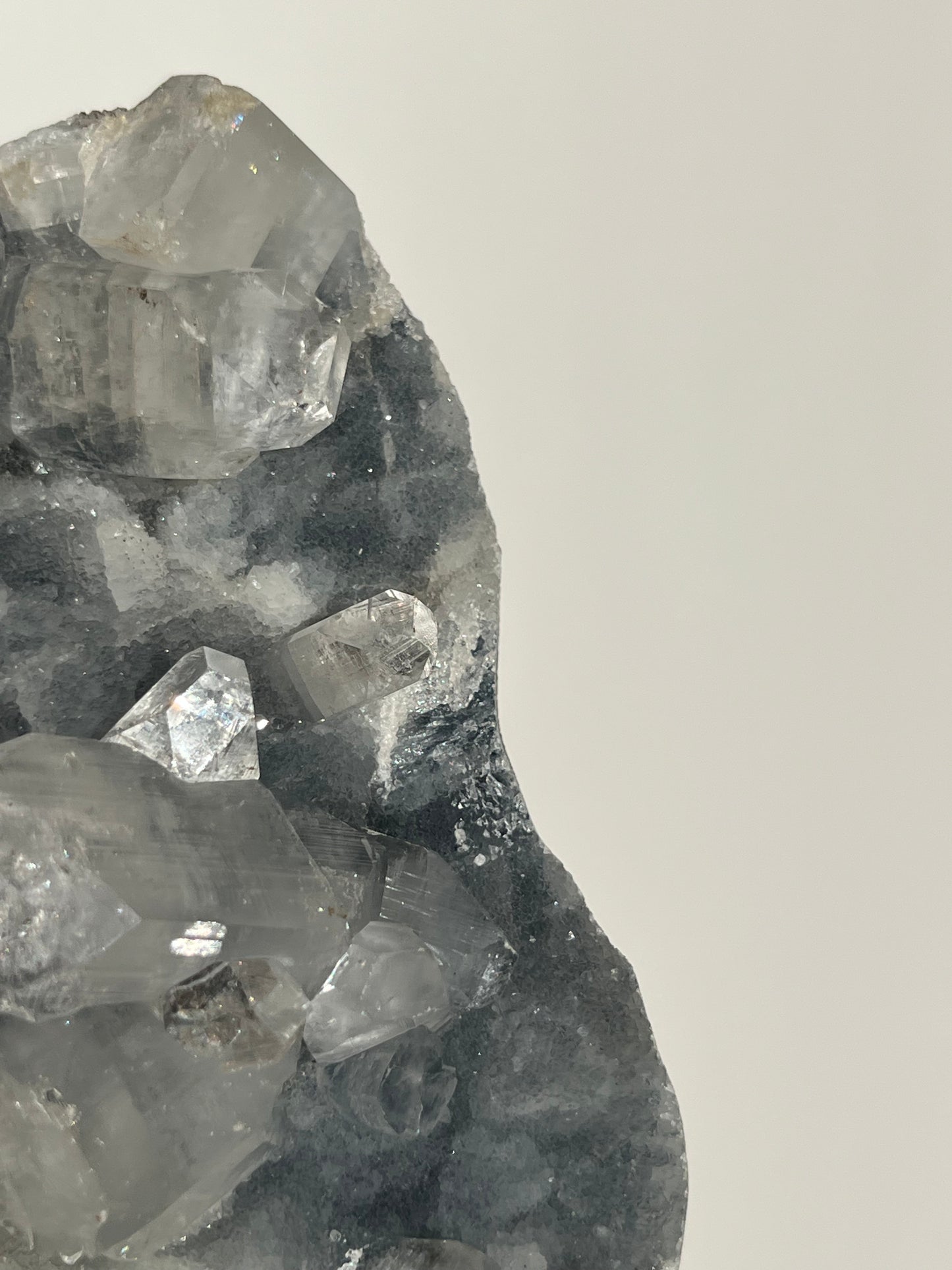 Blue Chalcedony and Apophyllite Standing Geode T
