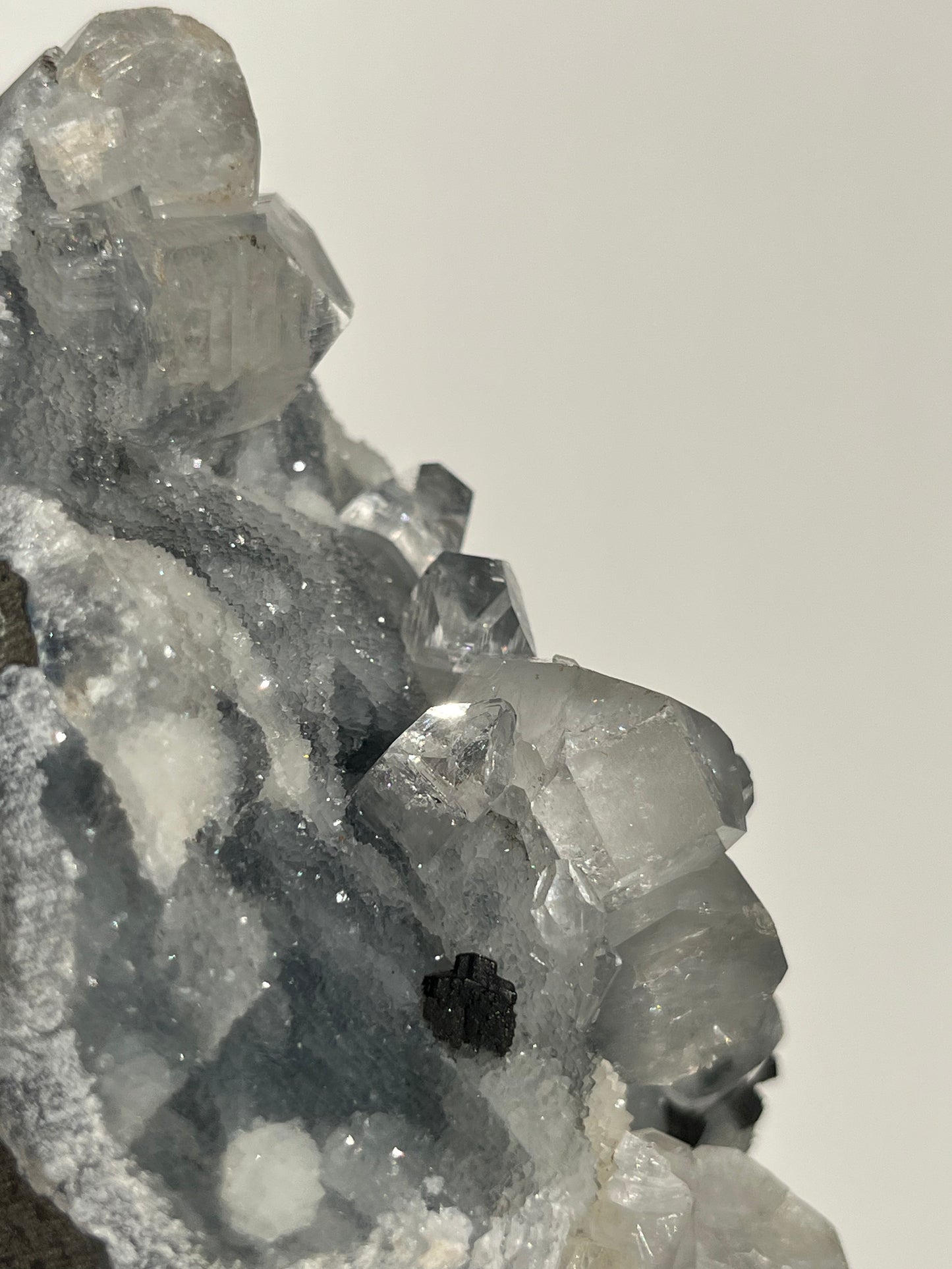 Blue Chalcedony and Apophyllite Standing Geode T