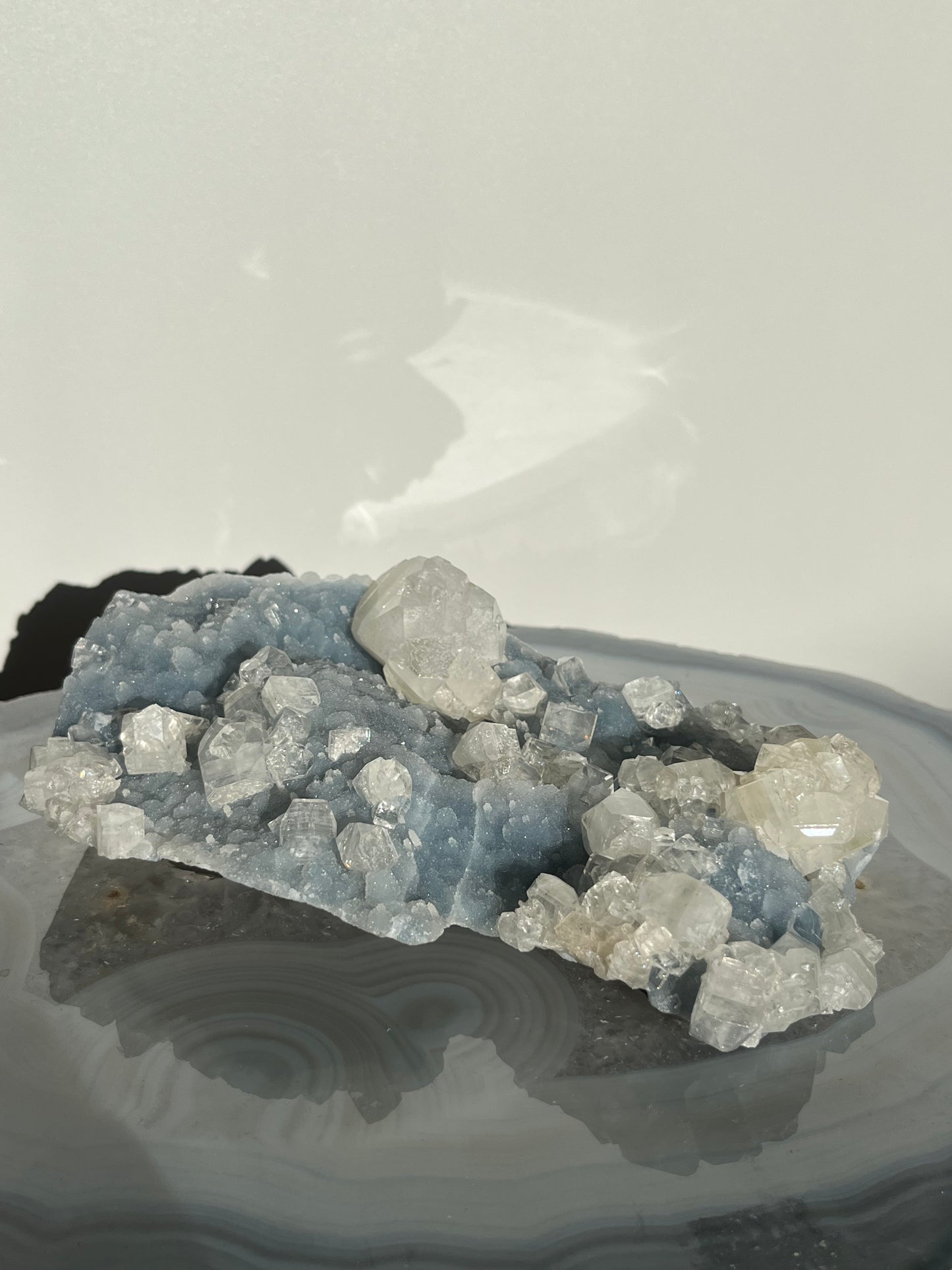 Blue Chalcedony and Apophyllite with Stilbite Specimen I