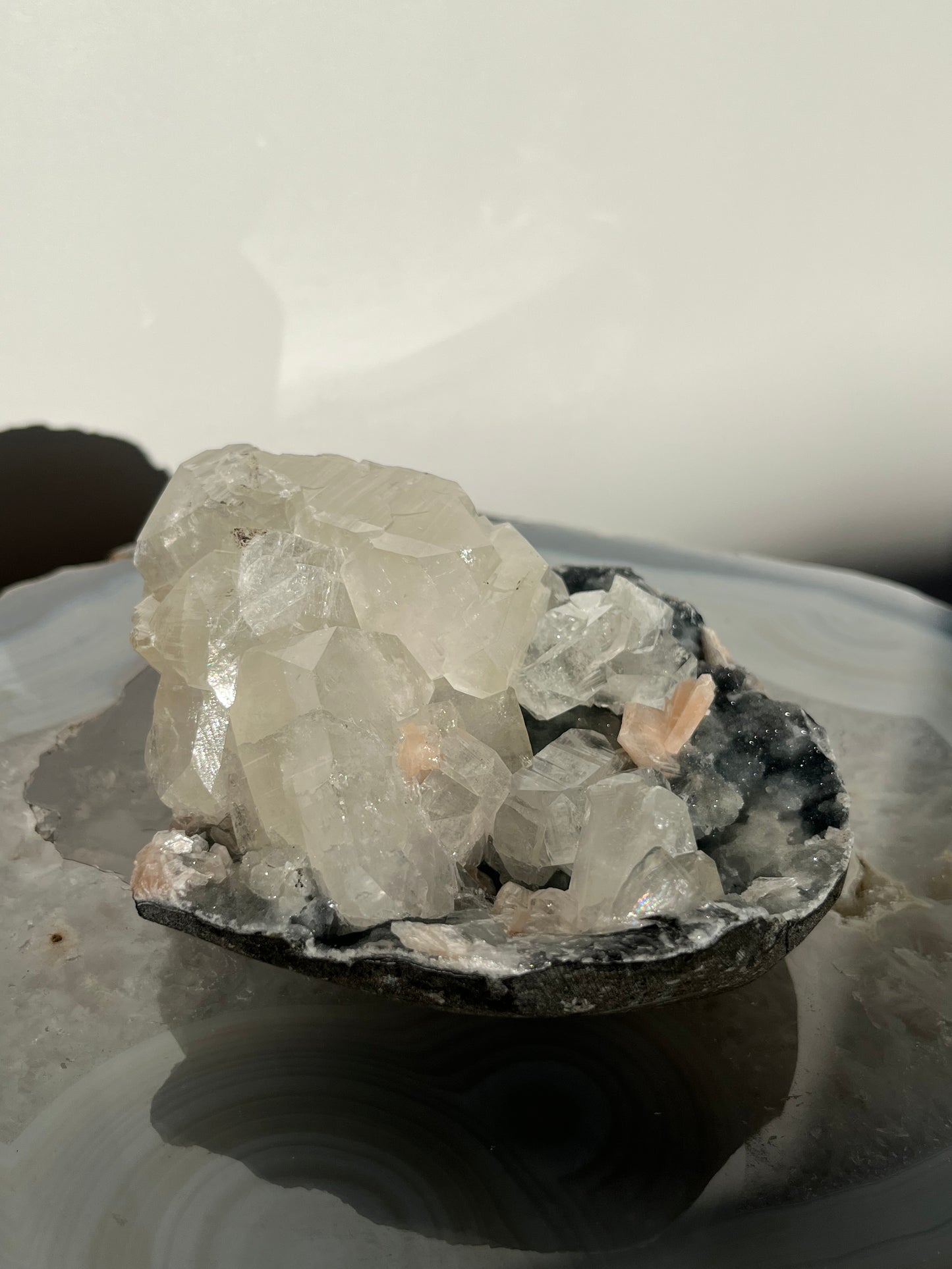Blue-Black Chalcedony and Apophyllite with Stilbite Specimen L