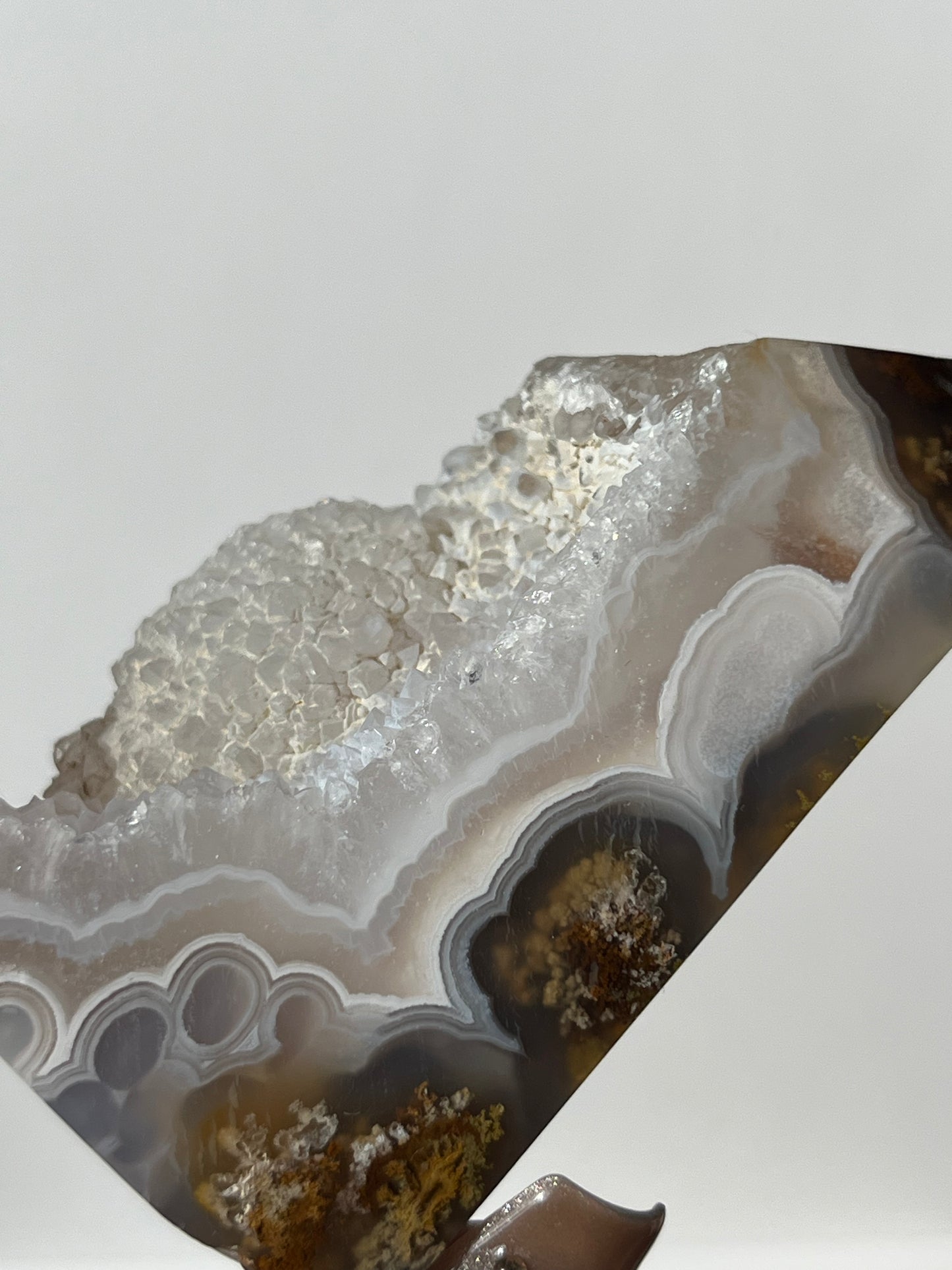 Botryoidal Nebula Agate Tower with Quartz C