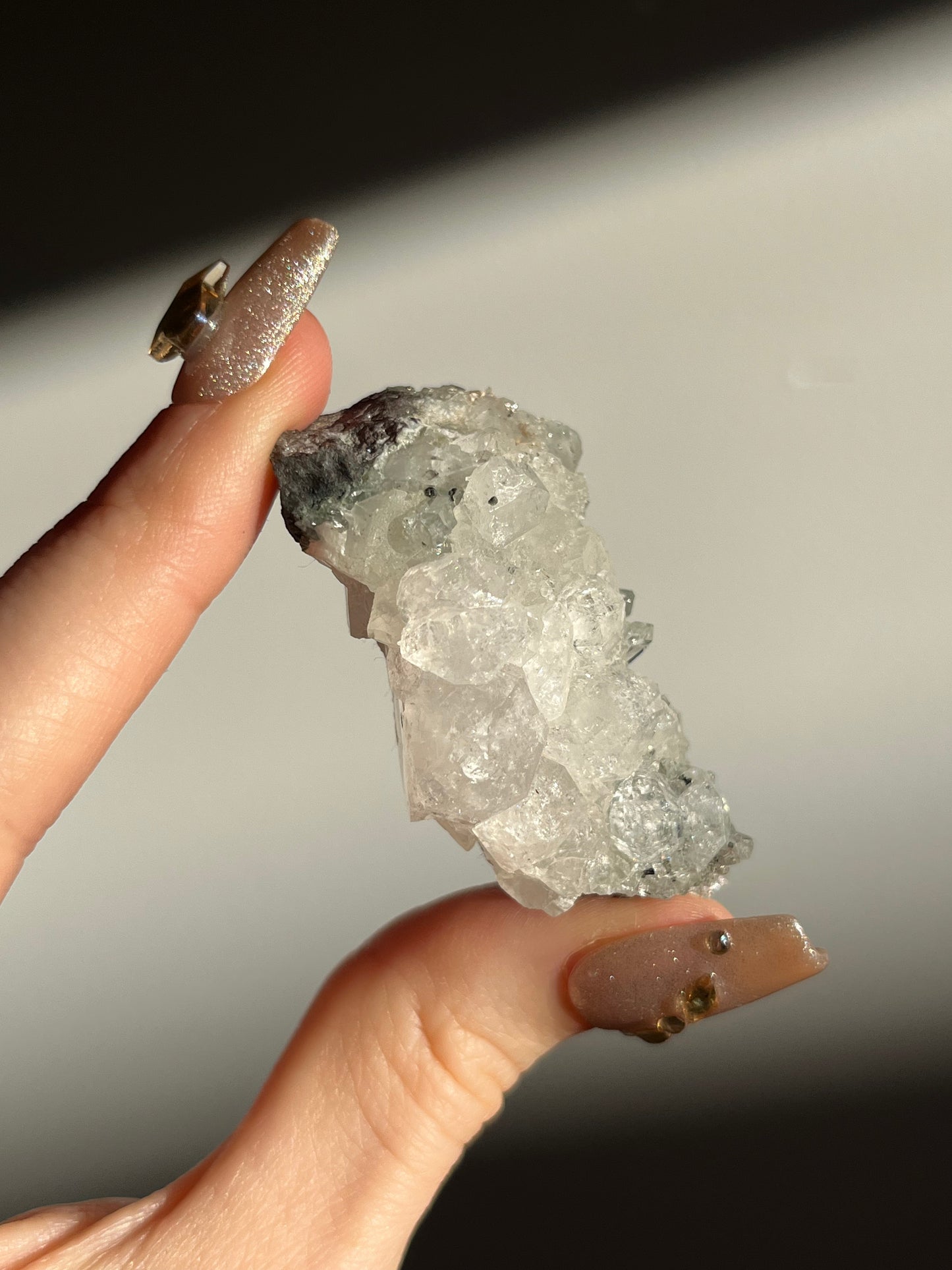 Streep Quartz, Calcite and Analcime Mini Cluster A