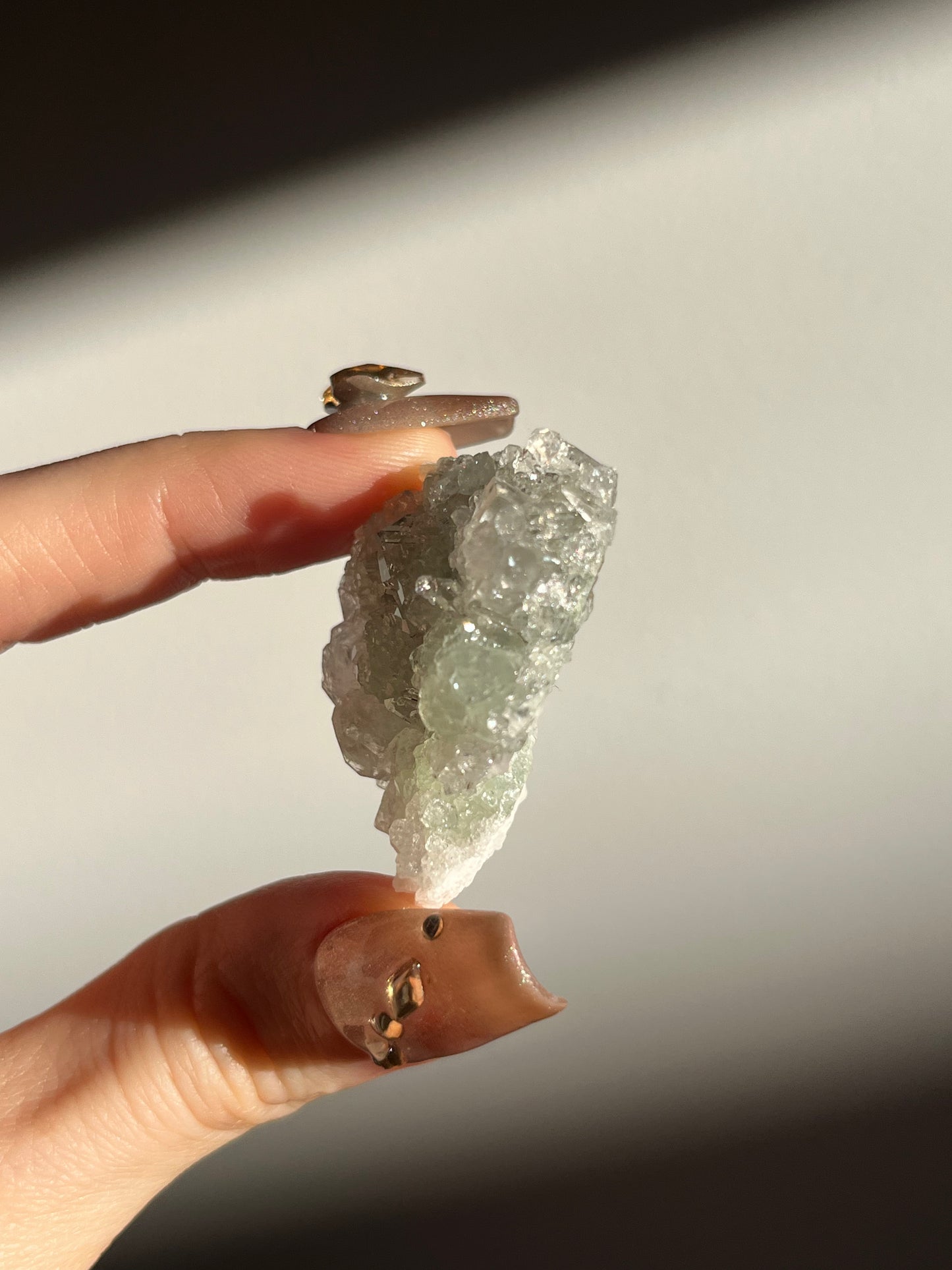 Botryoidal Prehnite with Quartz, Calcite and Analcime Mini Cluster B