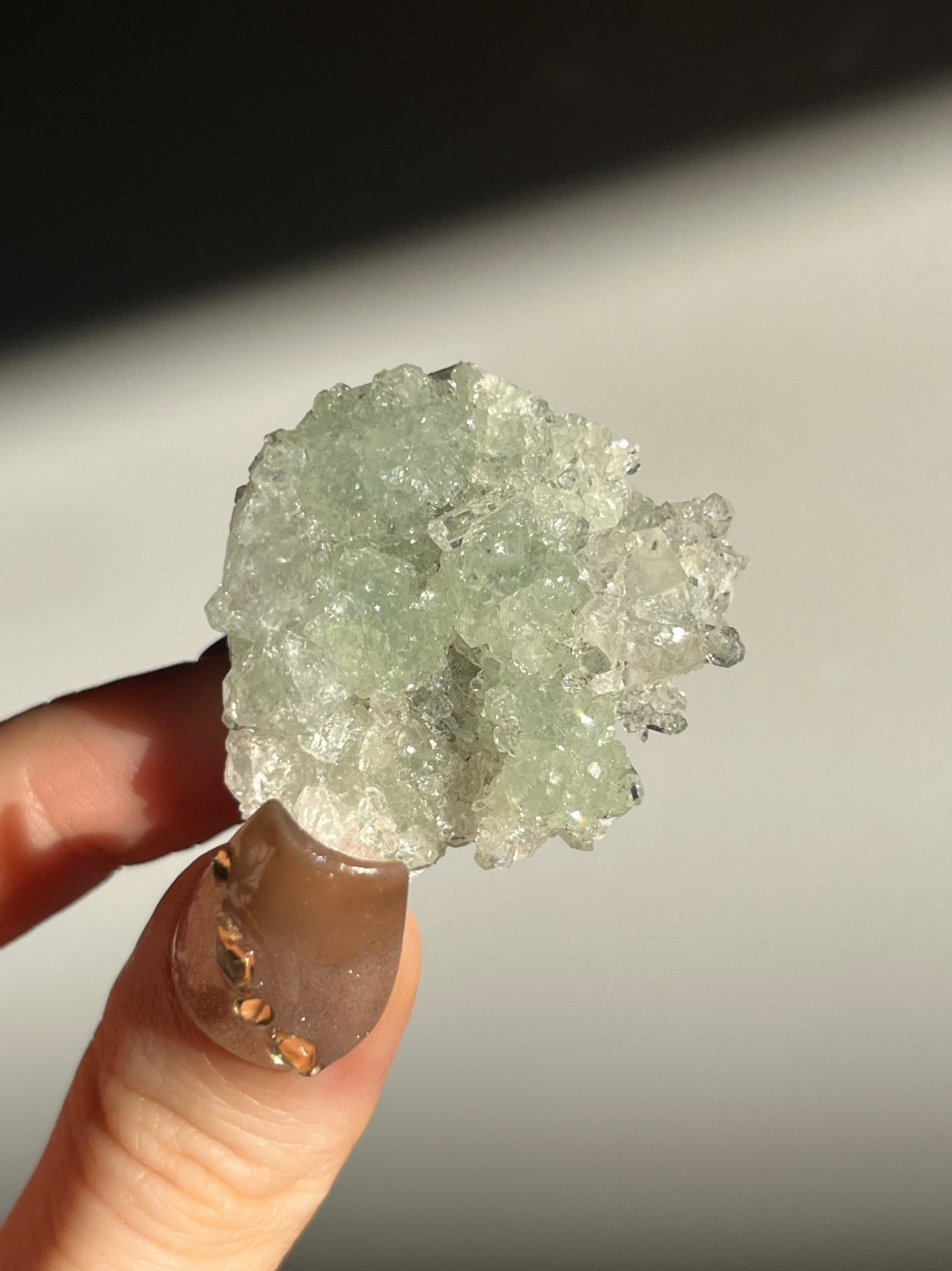 Botryoidal Prehnite with Quartz, Calcite and Analcime Mini Cluster B
