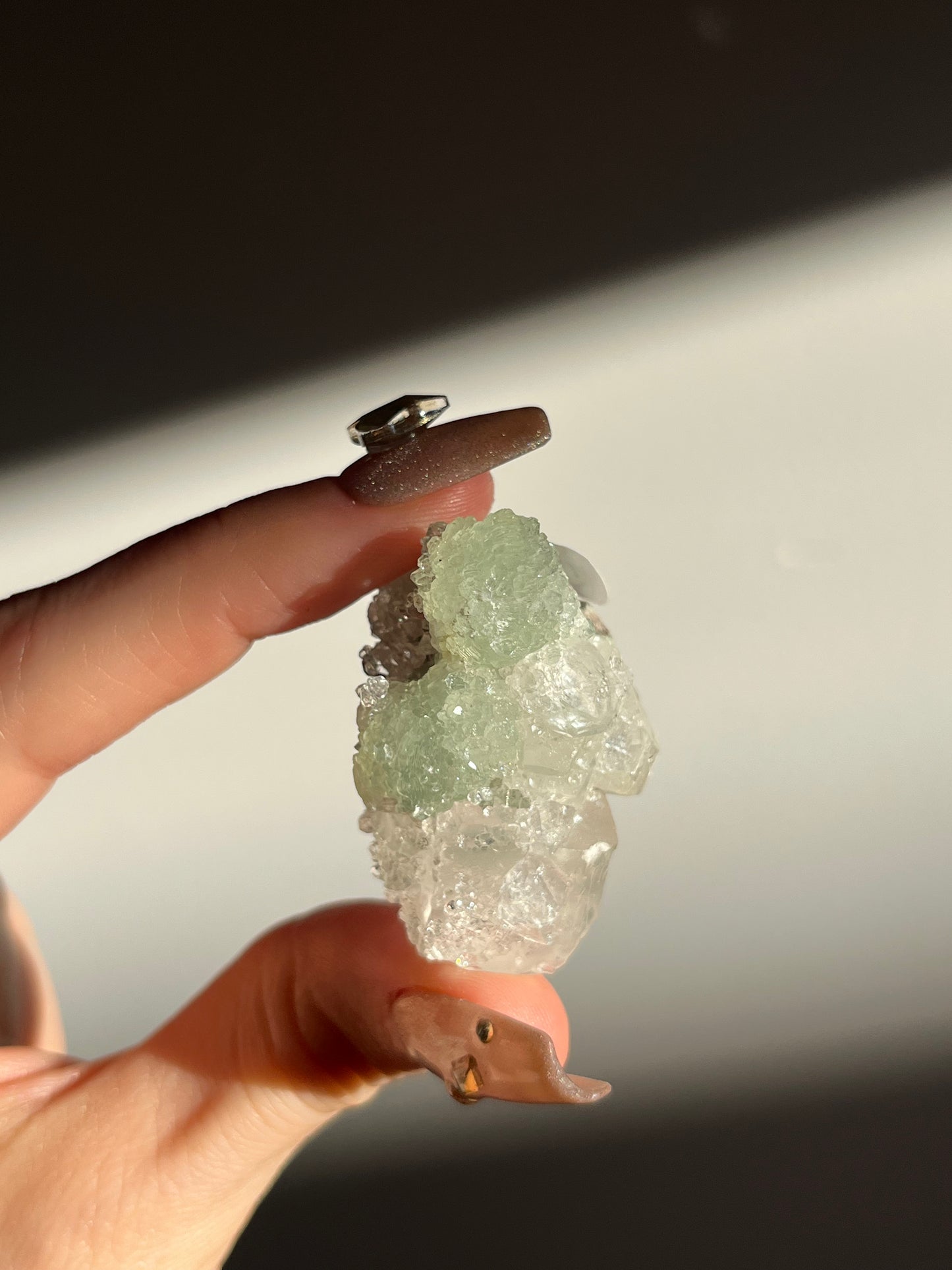 Botryoidal Prehnite with Quartz, Calcite and Analcime Mini Cluster C
