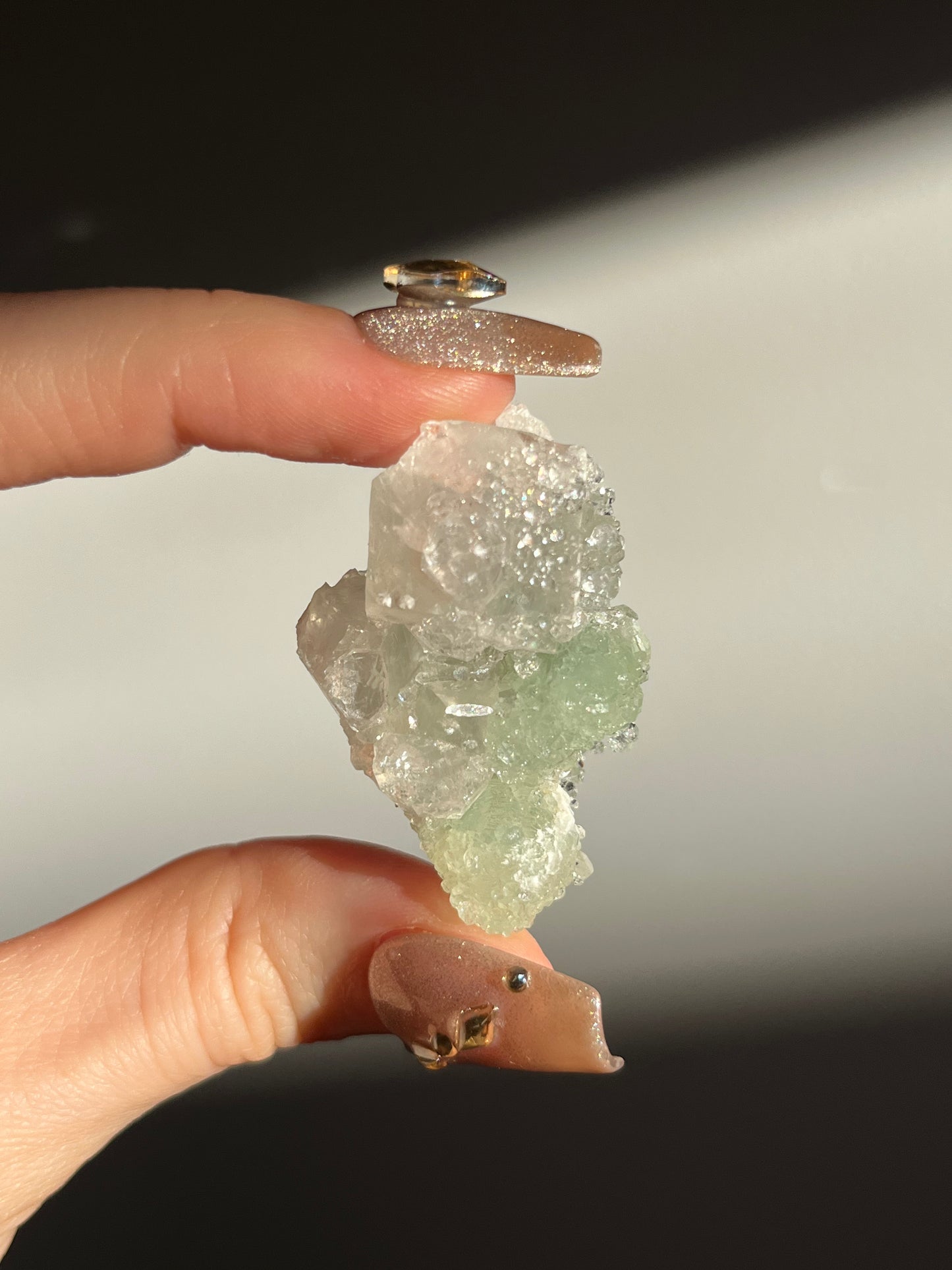 Botryoidal Prehnite with Quartz, Calcite and Analcime Mini Cluster C