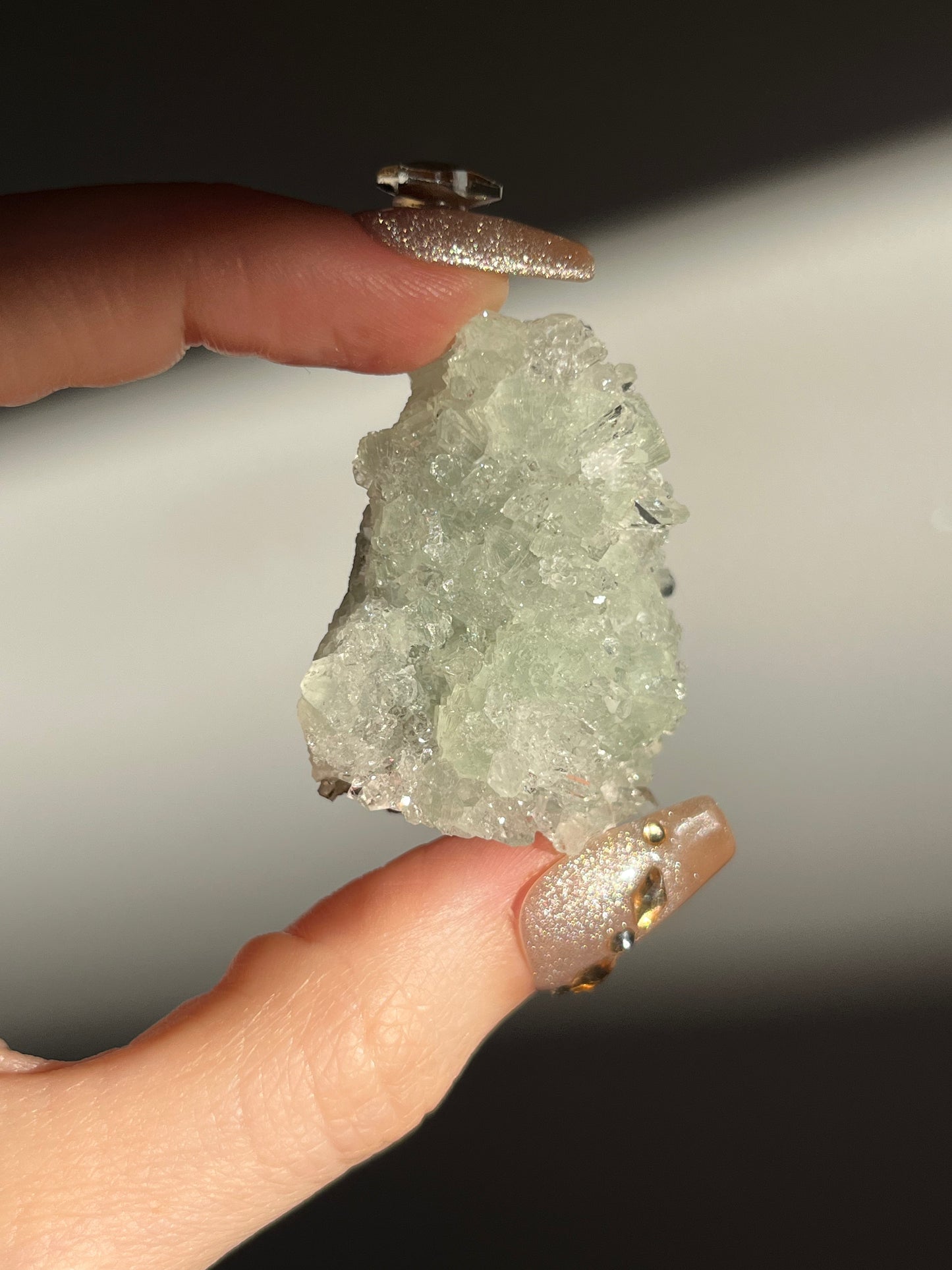 Botryoidal Prehnite with Quartz, Calcite and Analcime Mini Cluster D
