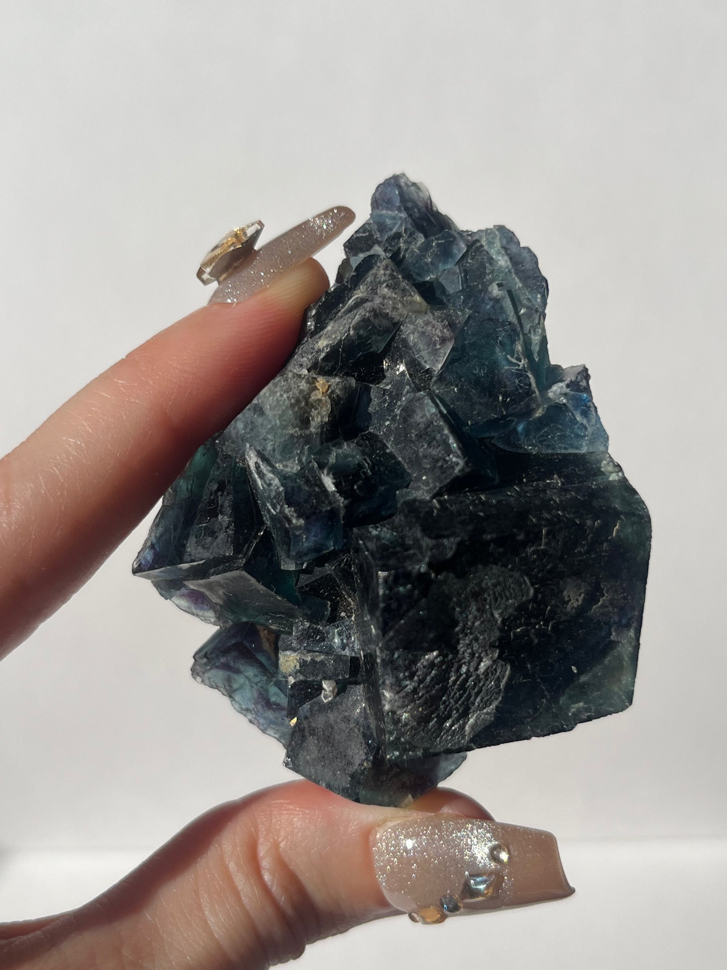 Butterfly Pocket Okorusu Blue Fluorite Specimen with Resorption on Main Cube B