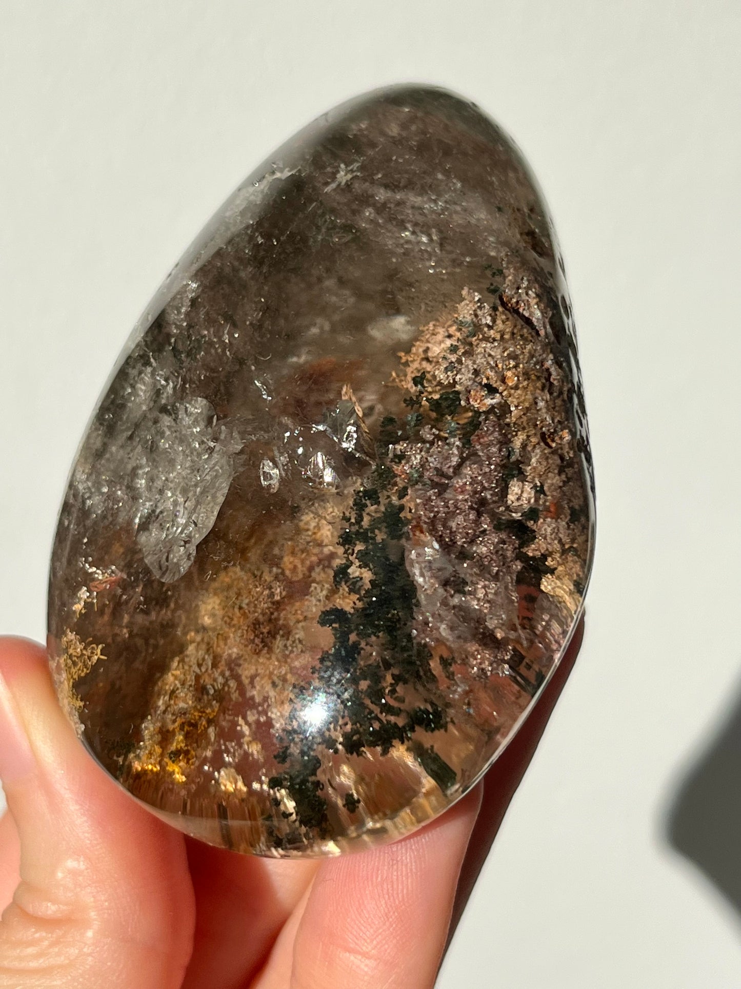 Garden Smokey Quartz Lens w/Green Chlorite #70