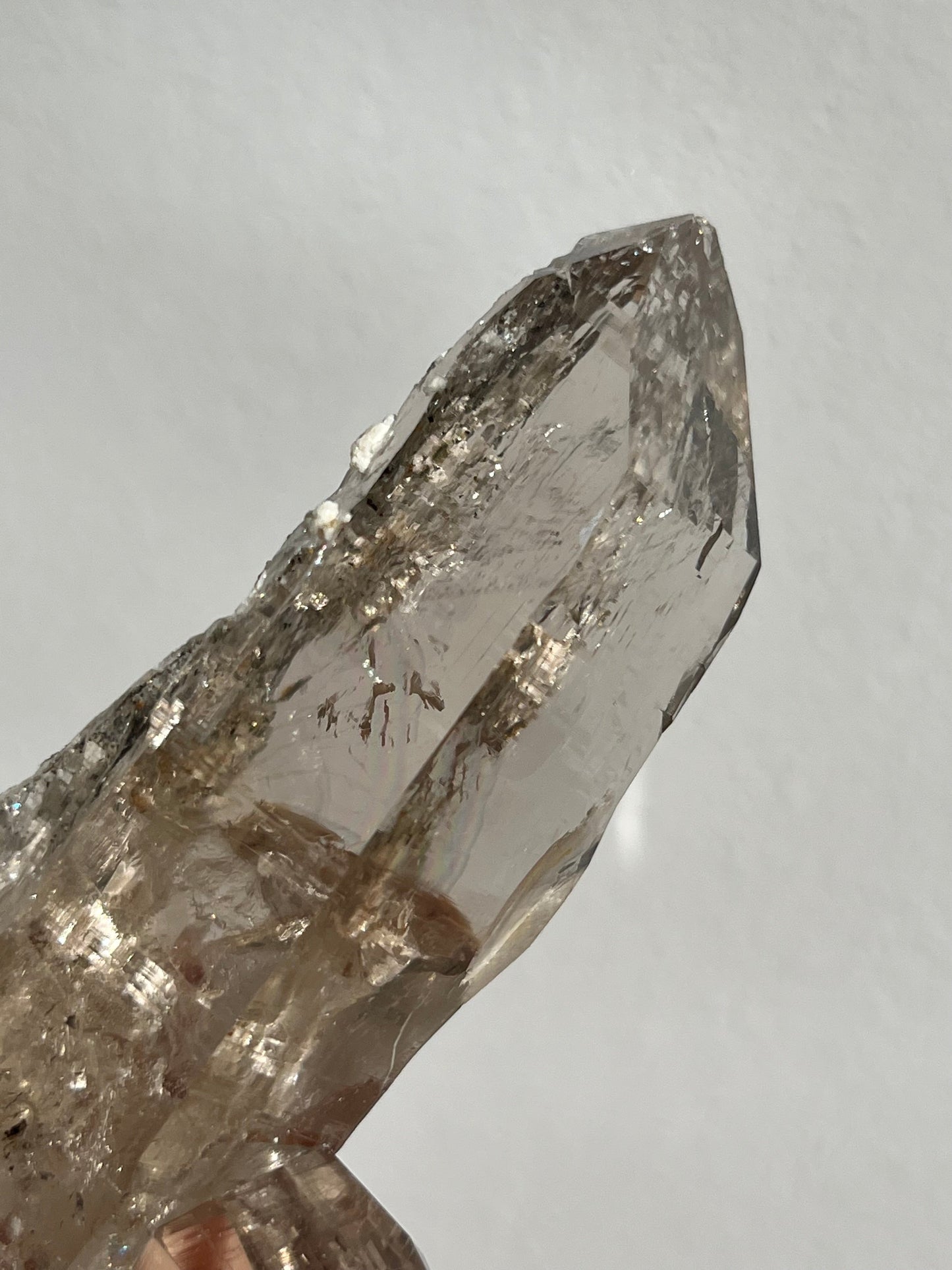 Water Clear Elestial Himalayan Smokey Quartz Cluster w/Siderite, Albite & Spessartine Garnet Inclusion #13 (Perfectly Imperfect)