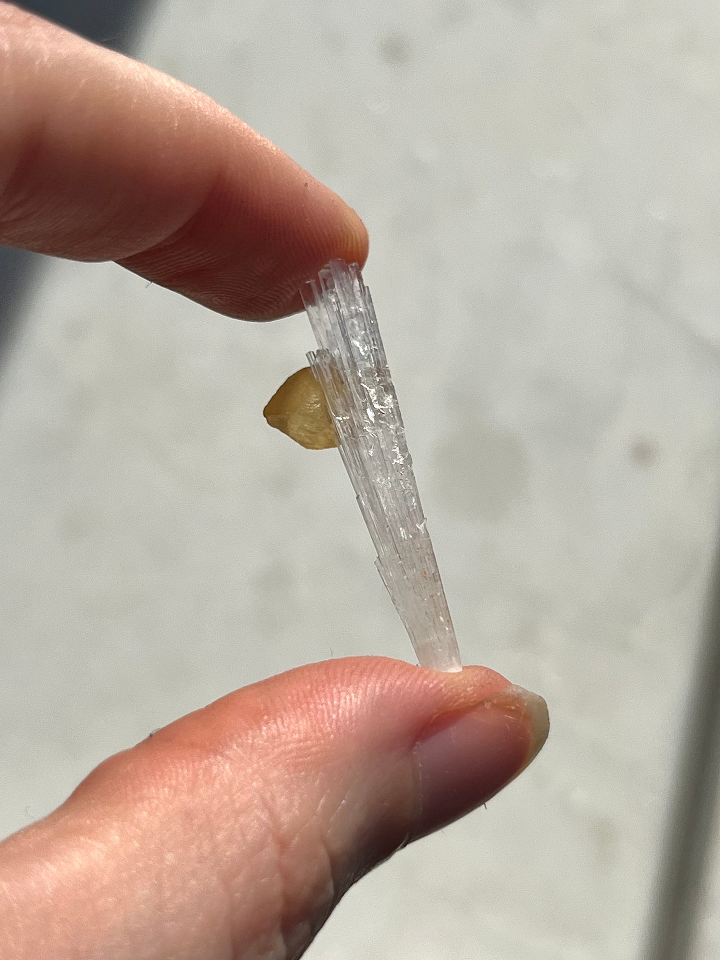 A Grade Yellow Rhombohedral Calcite on Scolecite Spray Specimen #SC18