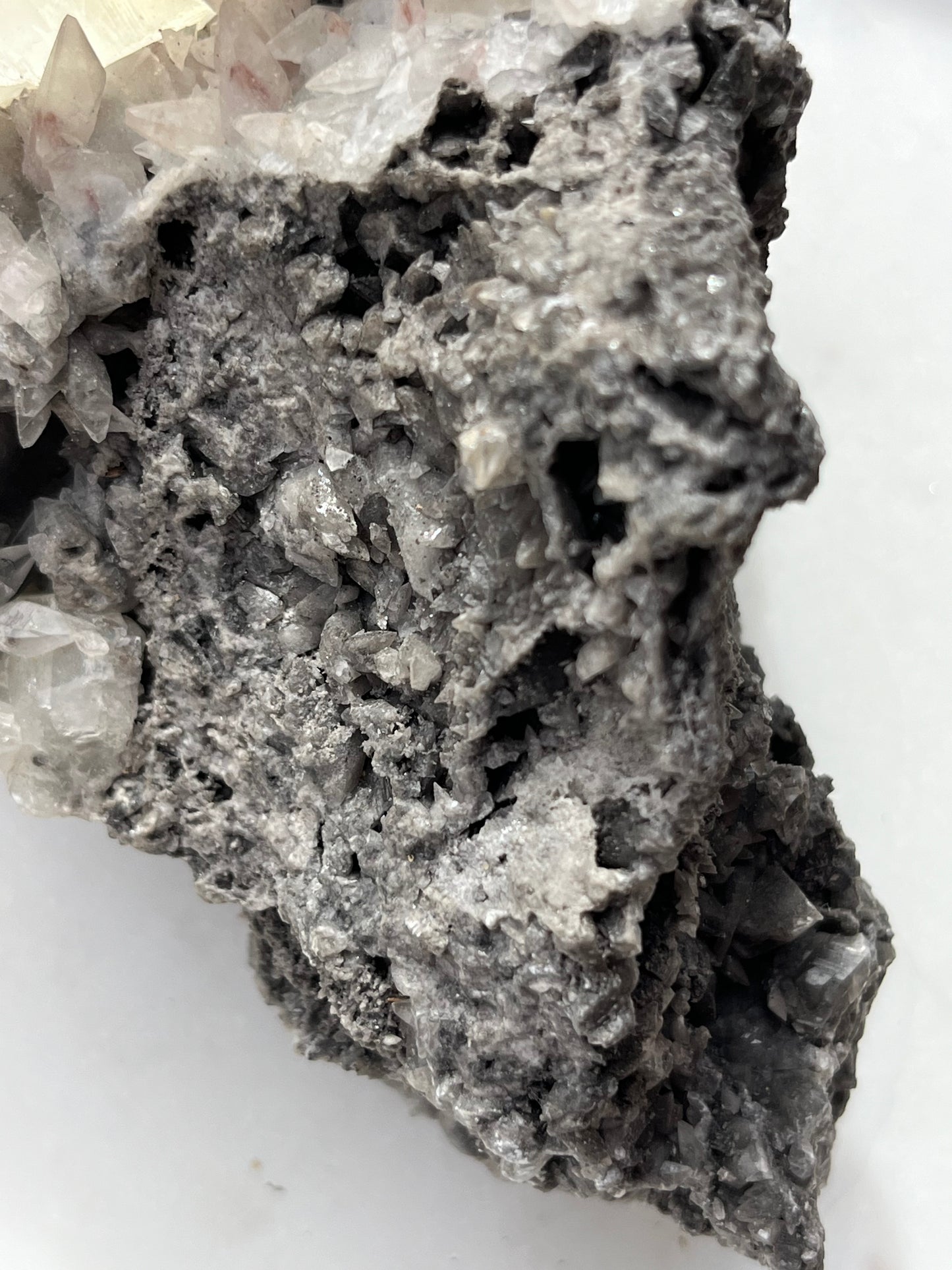 Grey & Pink Hematite Coated Yellow Calcite Specimen