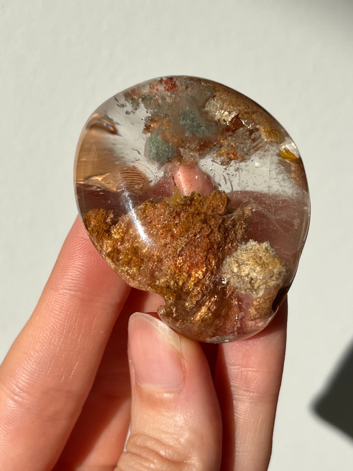 花园烟熏石英镜片带绿色亚氯酸盐 #69