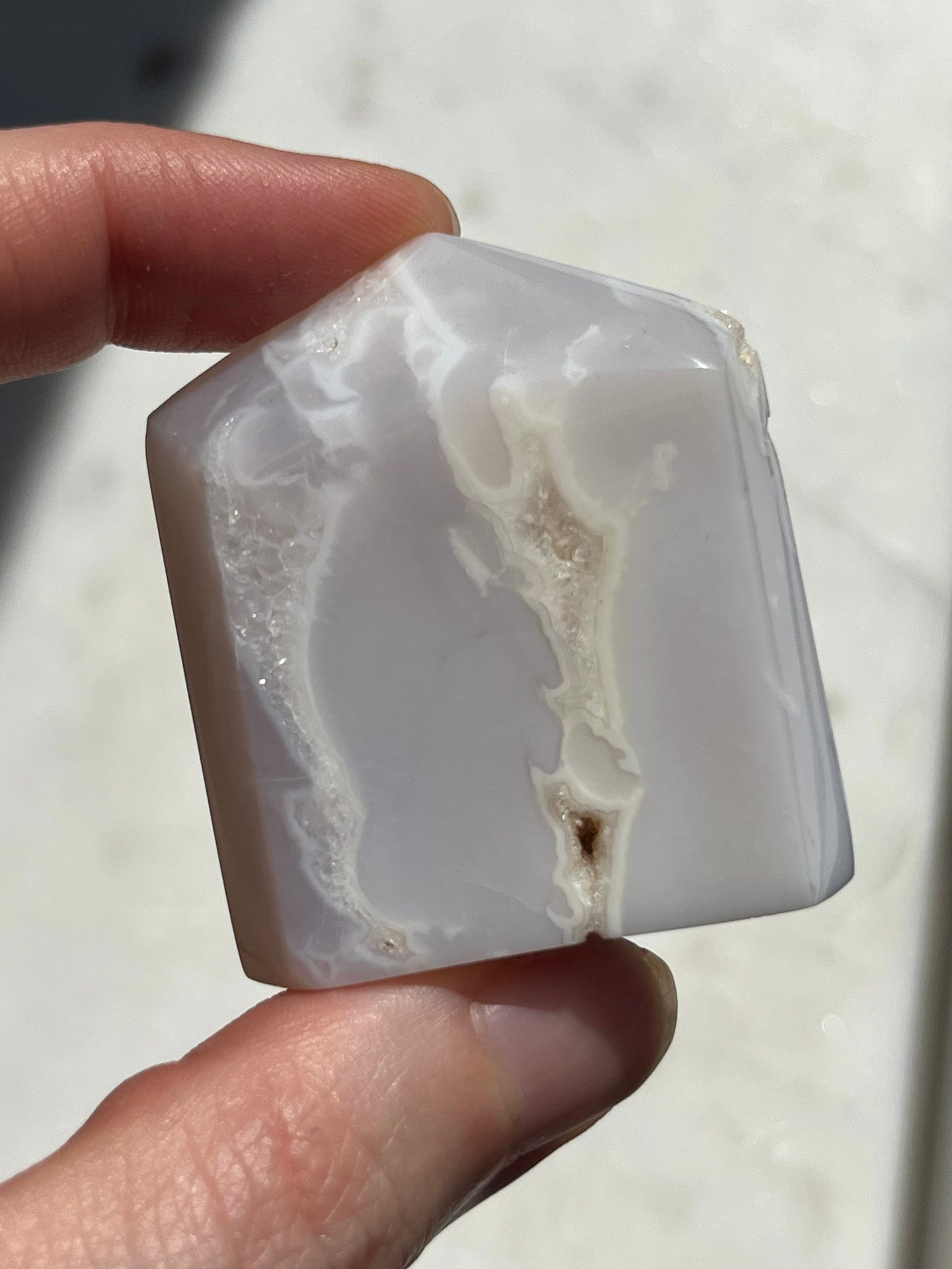 Druzy White Plume Agate Chunky Tower (tú eliges)