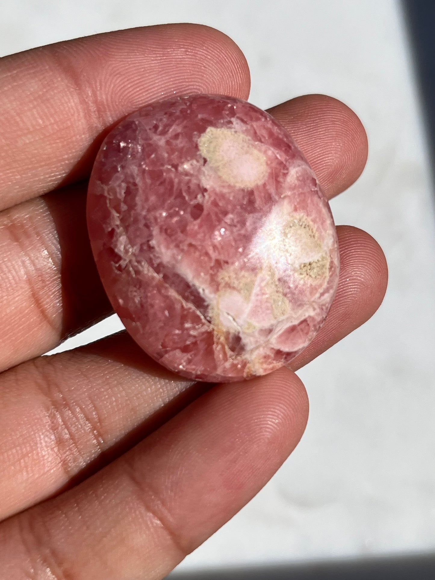 Gemmy Rhodochrosite Palmstone #2