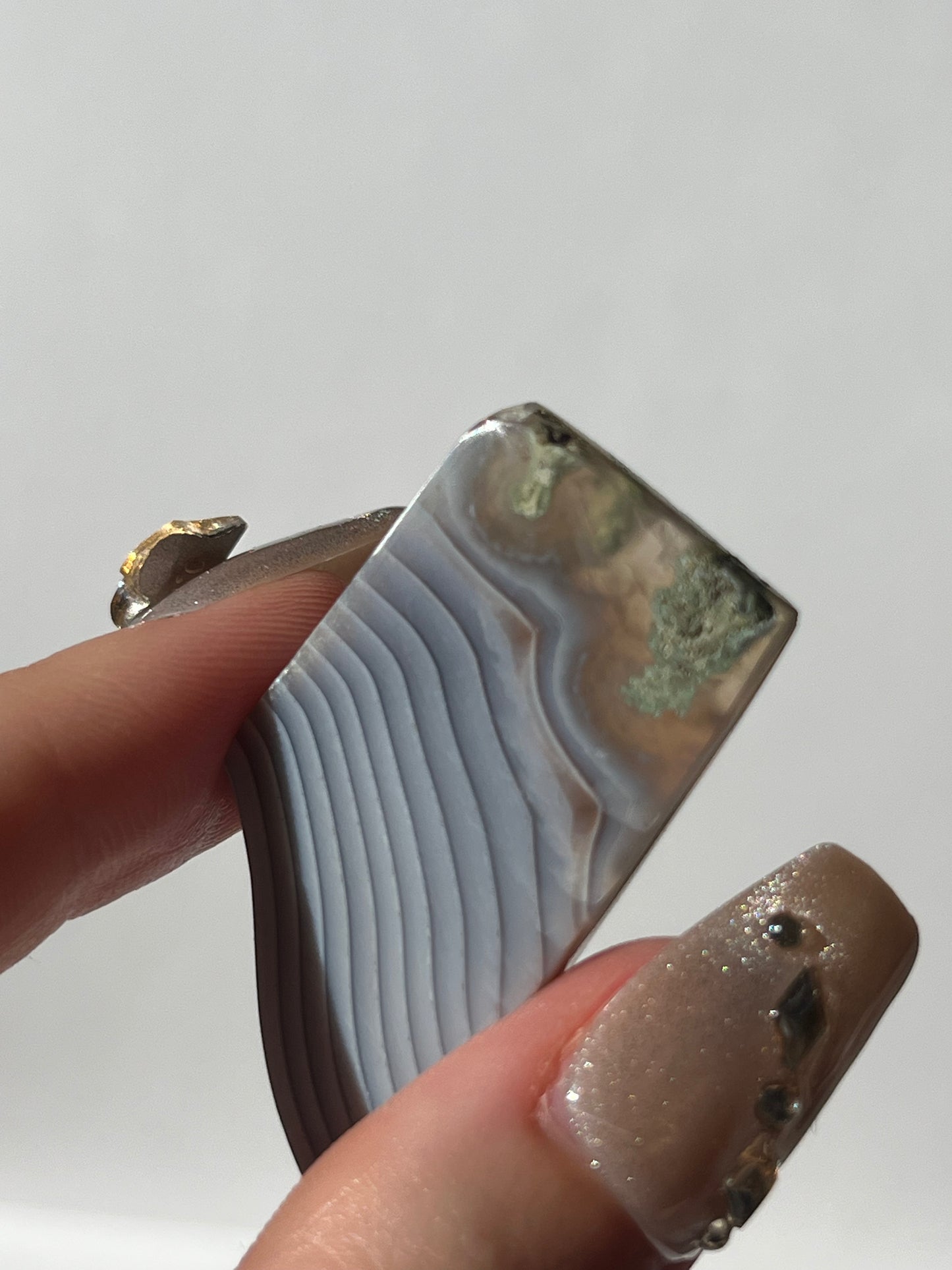 Danau Agate with Green Moss Freeform Cabochon