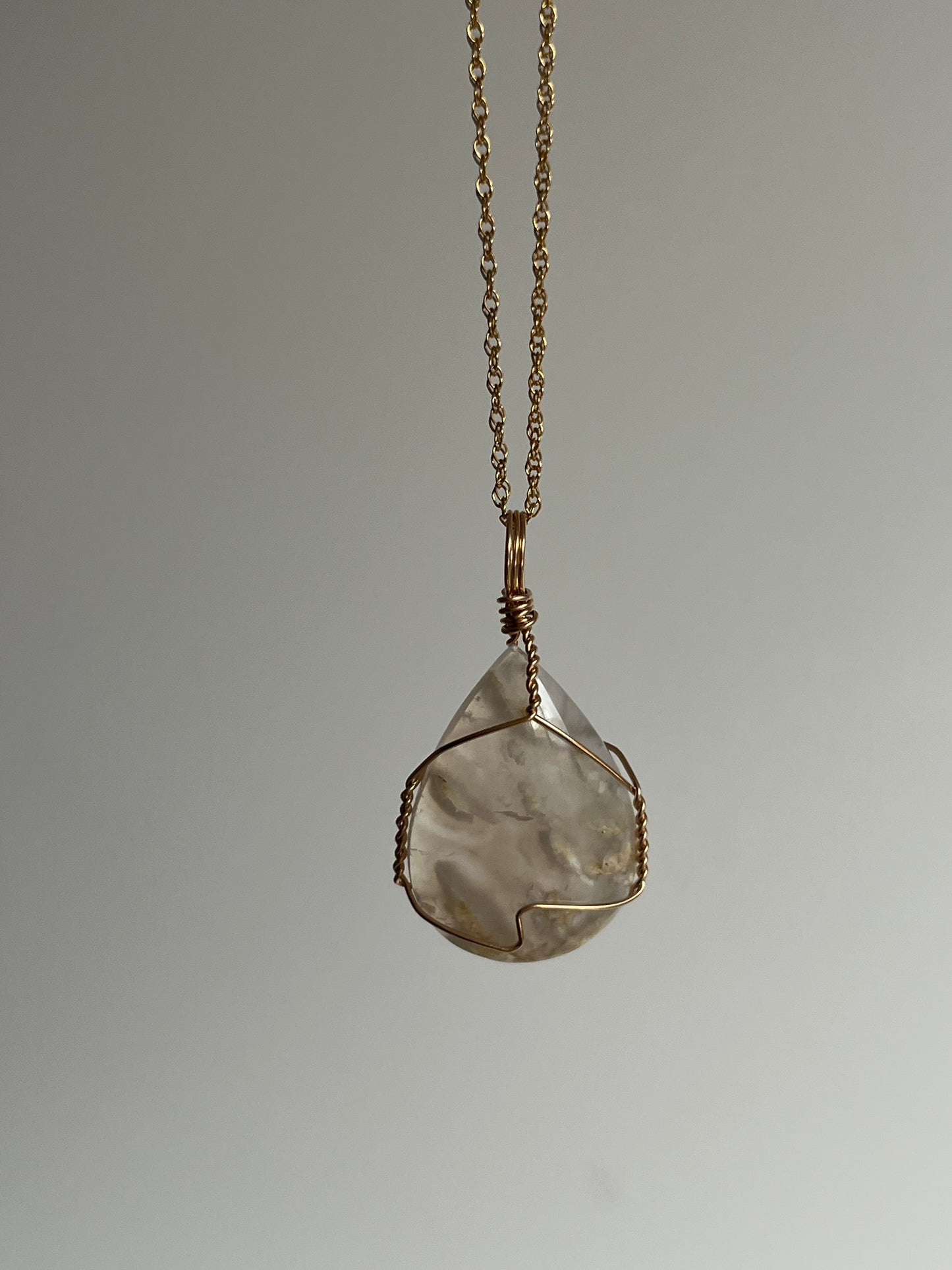 Flower Chalcedony 14kt Gold Filled Wire Wrapped Pendant B