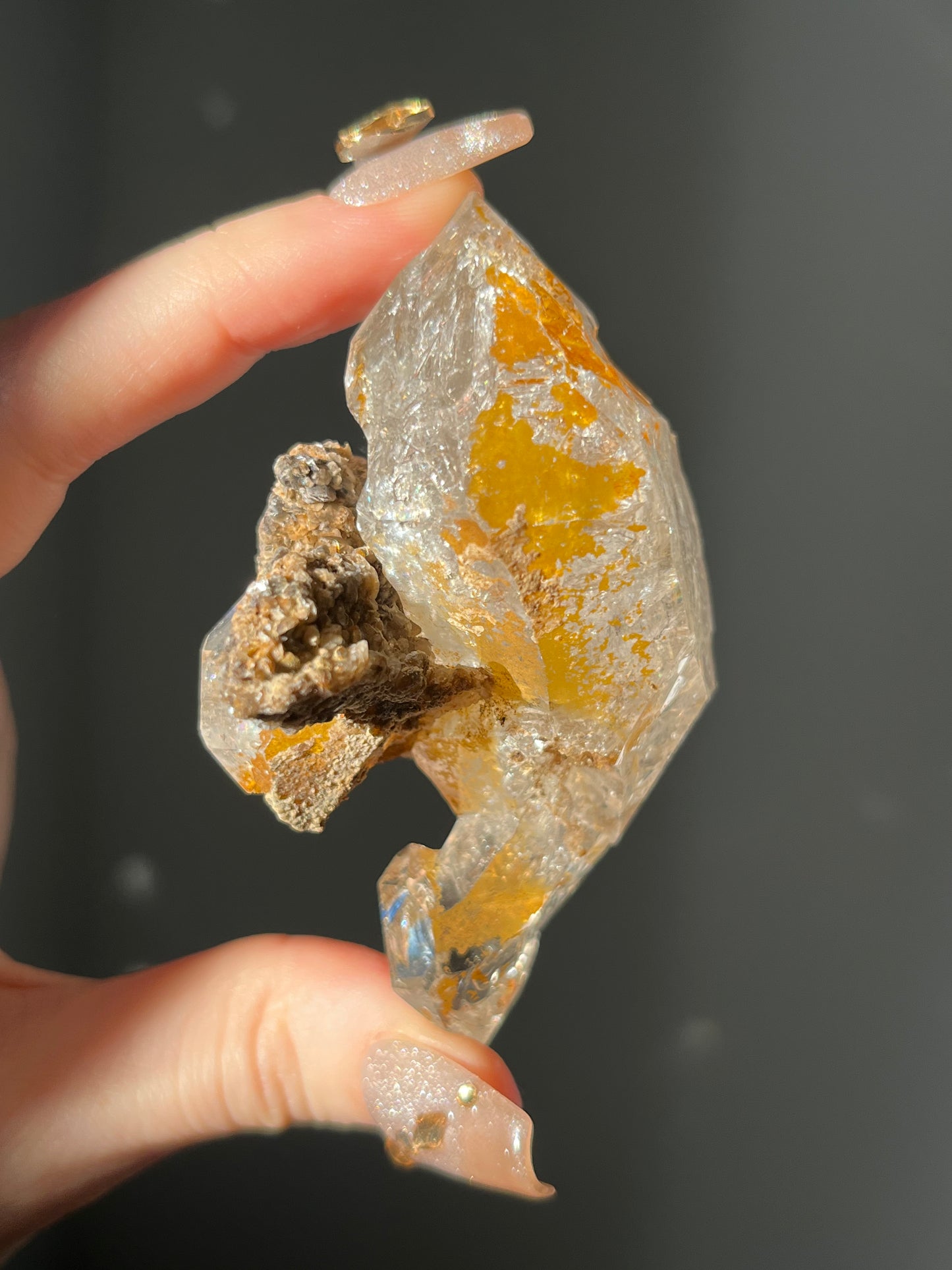 Diamond Quartz DT with Golden Hematoid Coating