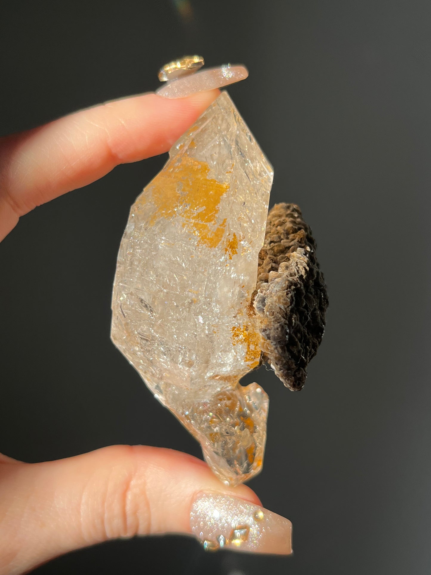 Diamond Quartz DT with Golden Hematoid Coating