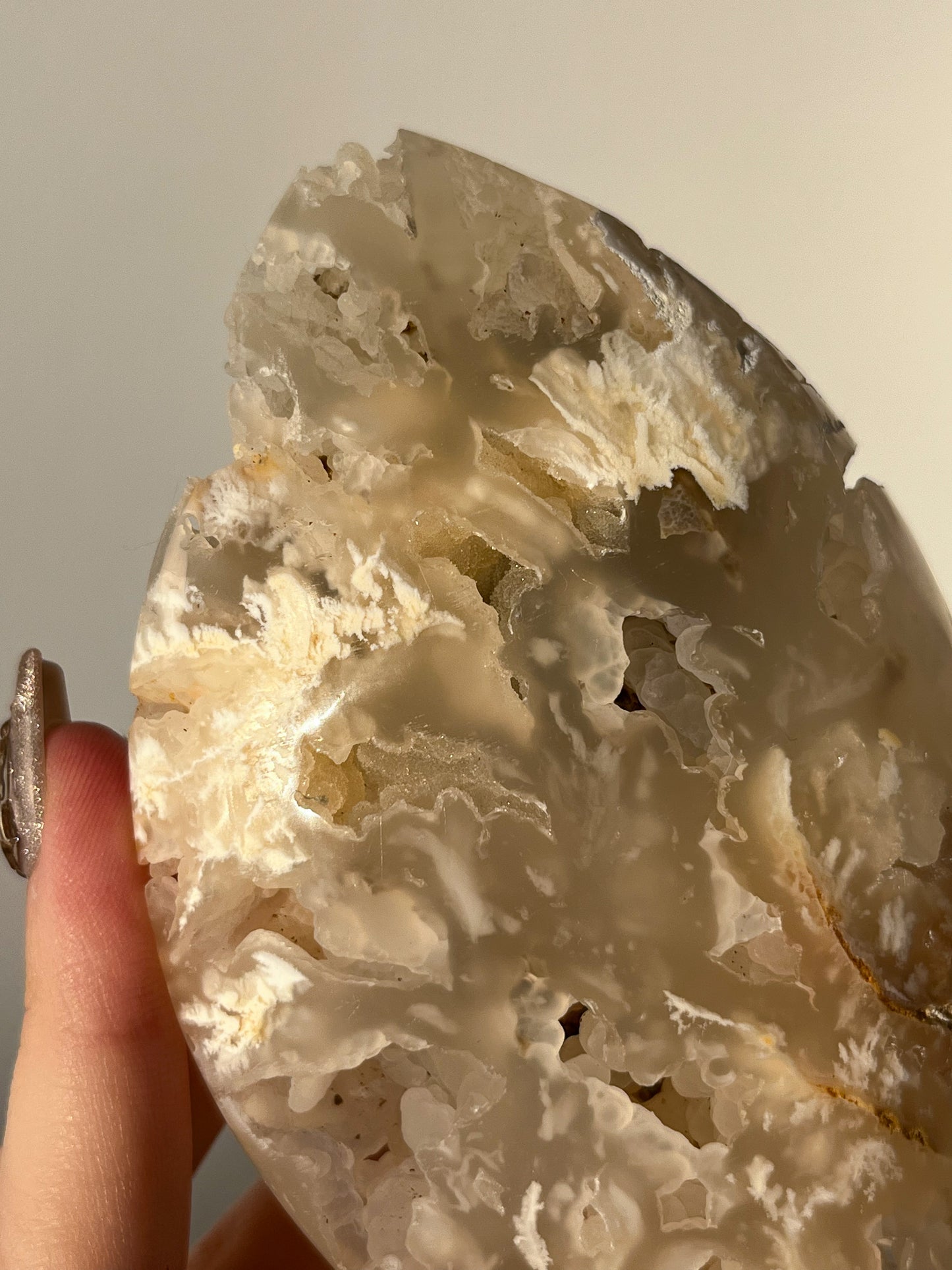 Druzy Flower Agate Flame Carving #B