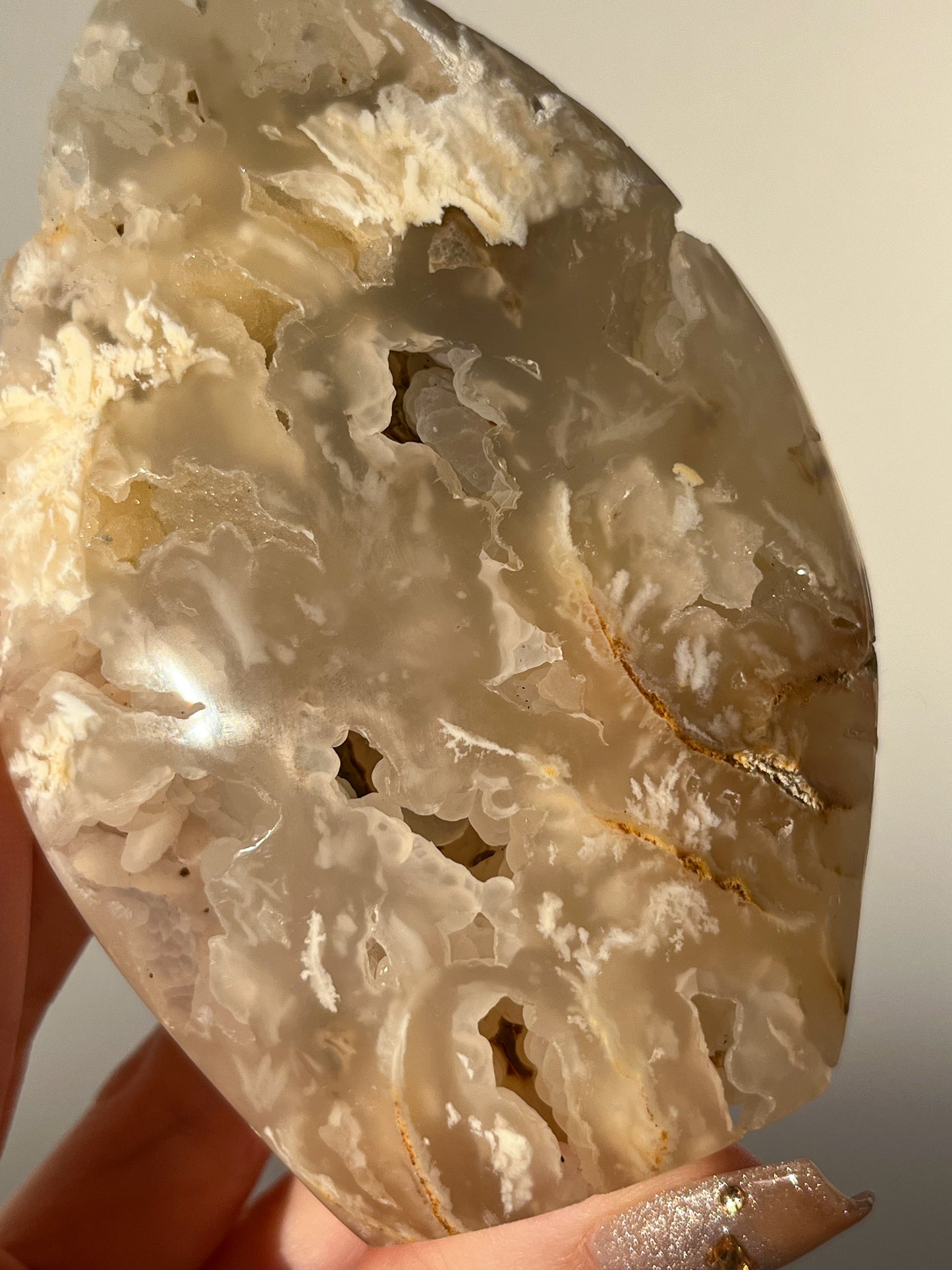 Druzy Flower Agate Flame Carving #B
