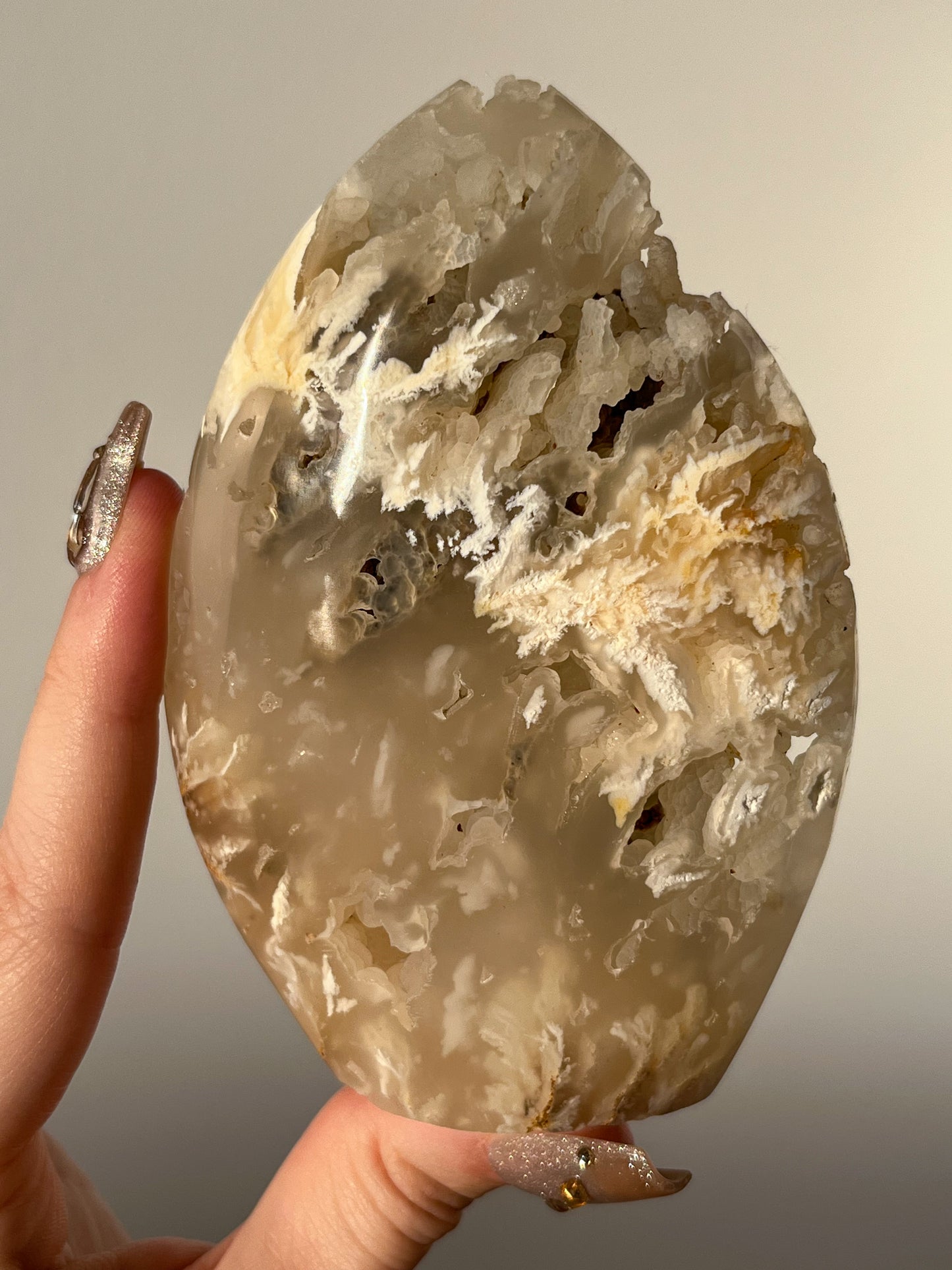 Druzy Flower Agate Flame Carving #B