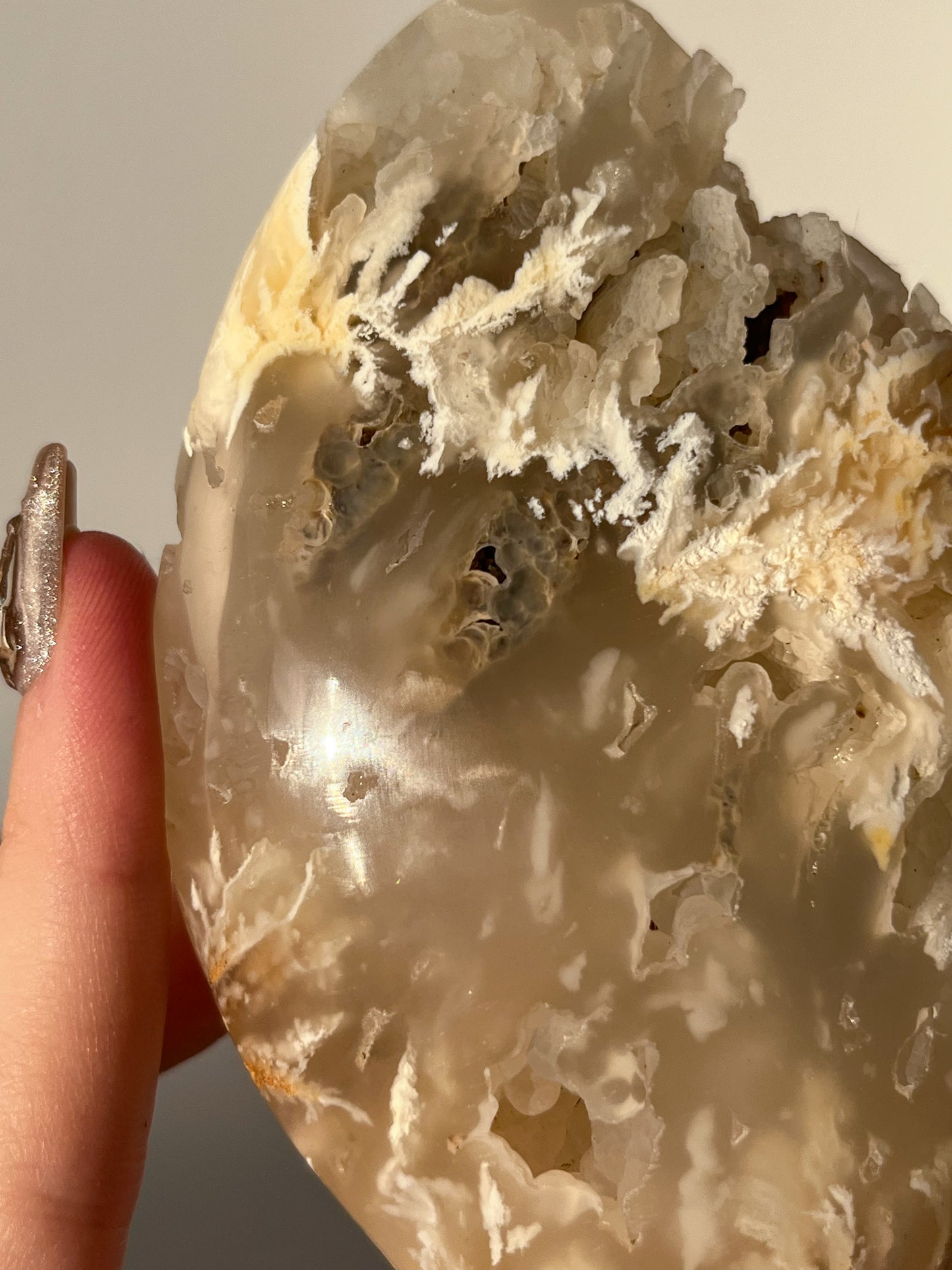 Druzy Flower Agate Flame Carving #B