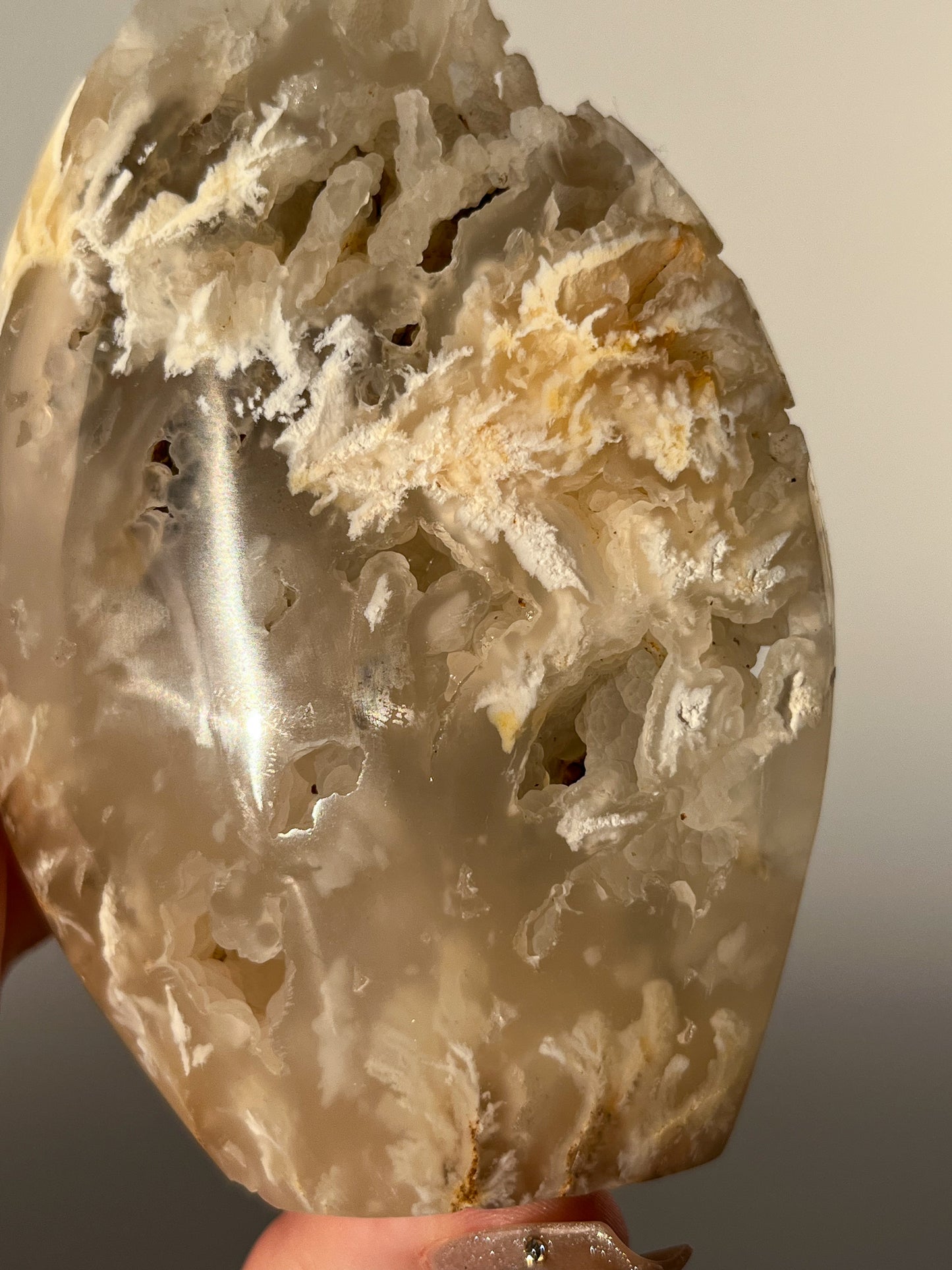 Druzy Flower Agate Flame Carving #B