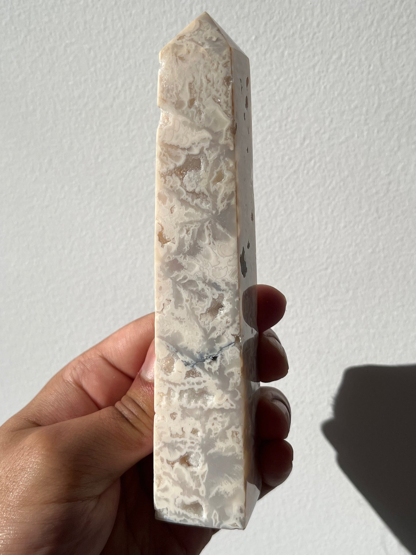 Druzy Dendritic Snow Agate Tower A