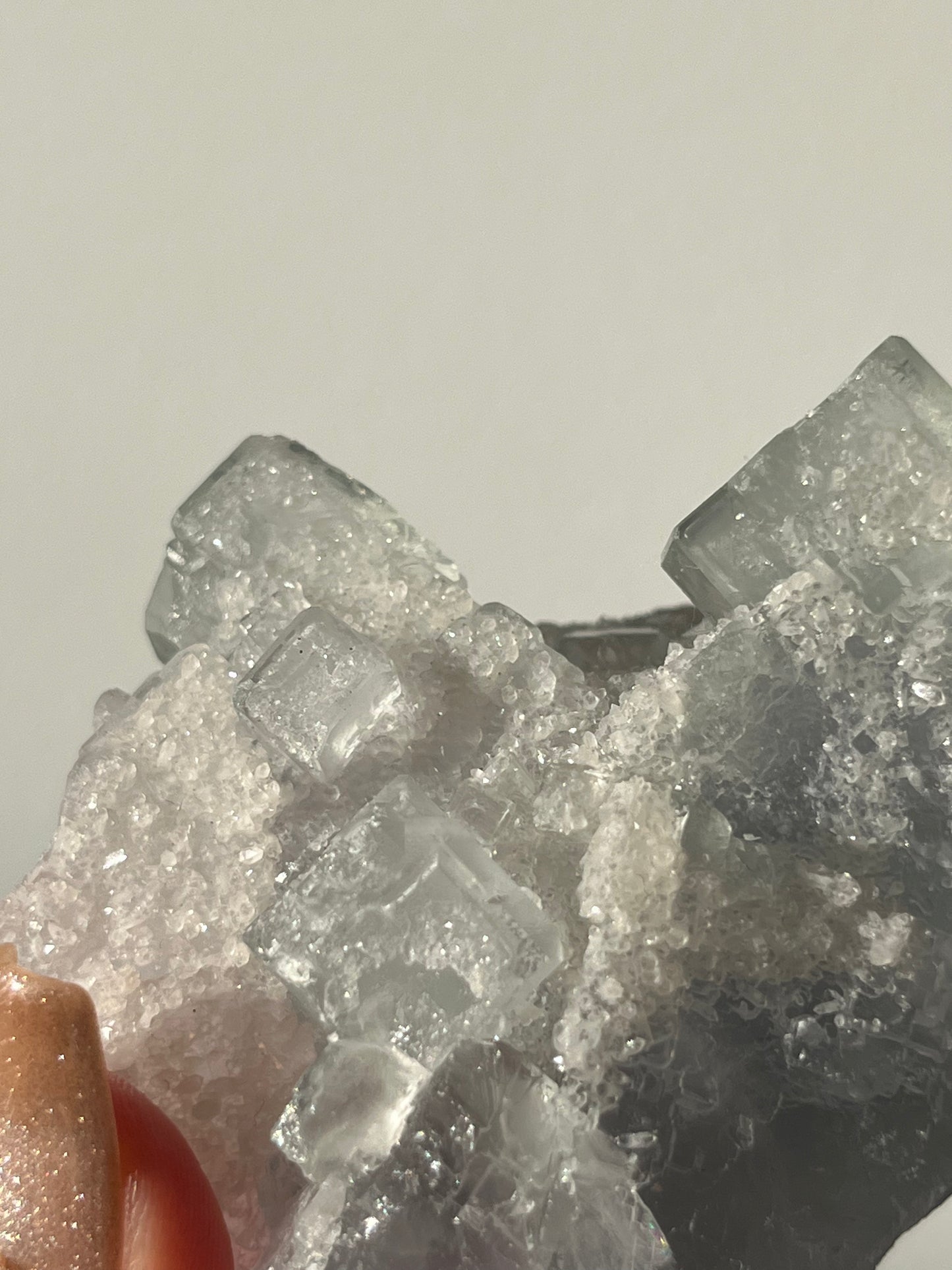 Druzy Quartz Coated Green Fluorite Specimen G