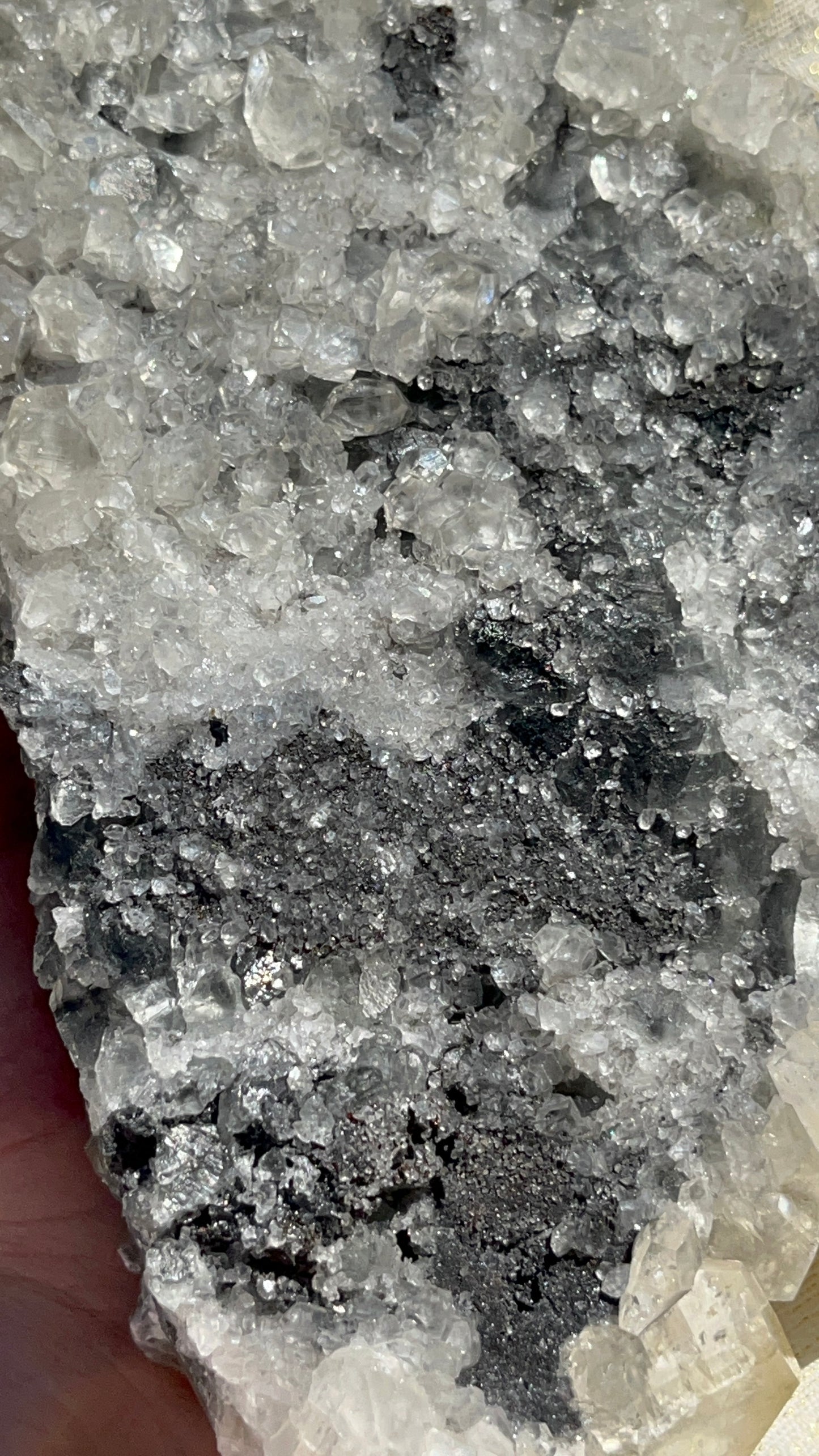 Grey Phantom Calcite Specimen on Quartz & Fluorite Matrix