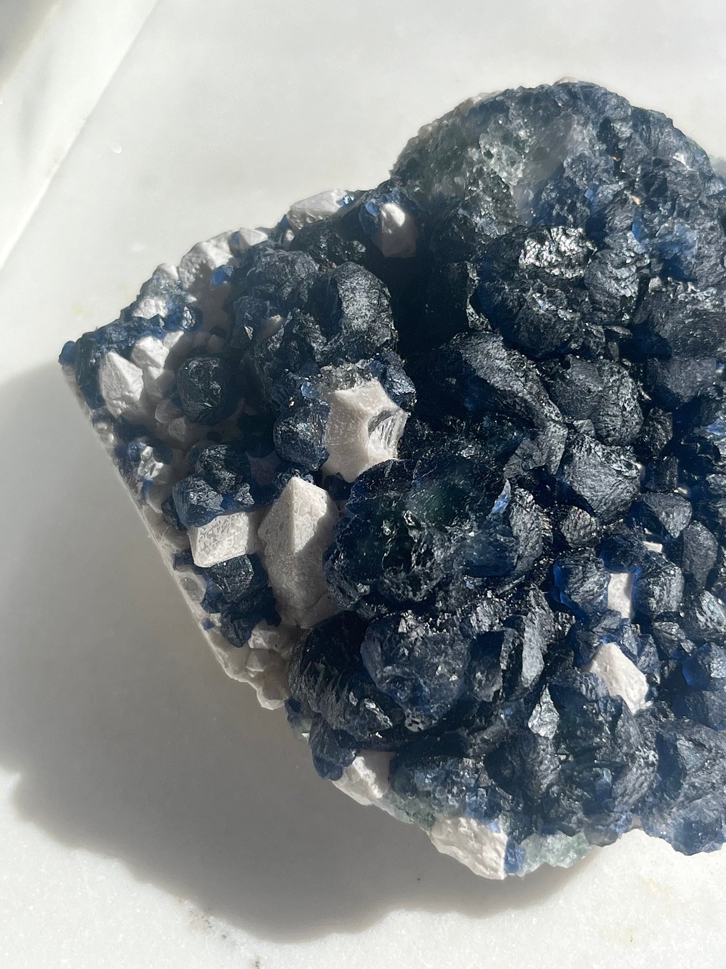 Blueberry Fluorite Specimen w/Candle Quartz #2