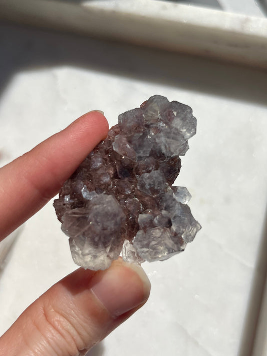 Etched Apophyllite on Red Heulandite Basalt Matrix (Intuitively Chosen)
