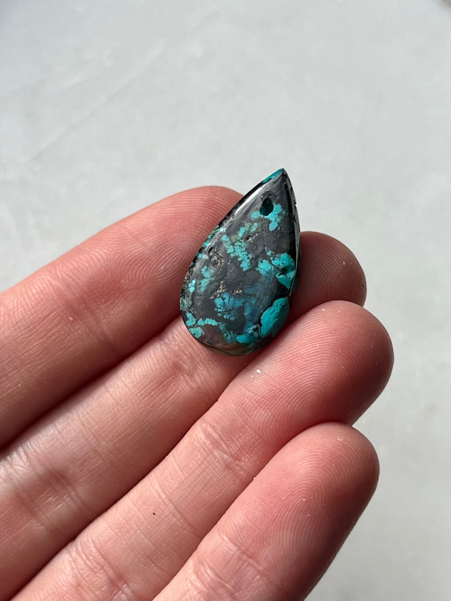 Indonesian Chrysocolla Chalcedony Cabochon w/Tenorite & Cuprite (You Choose)