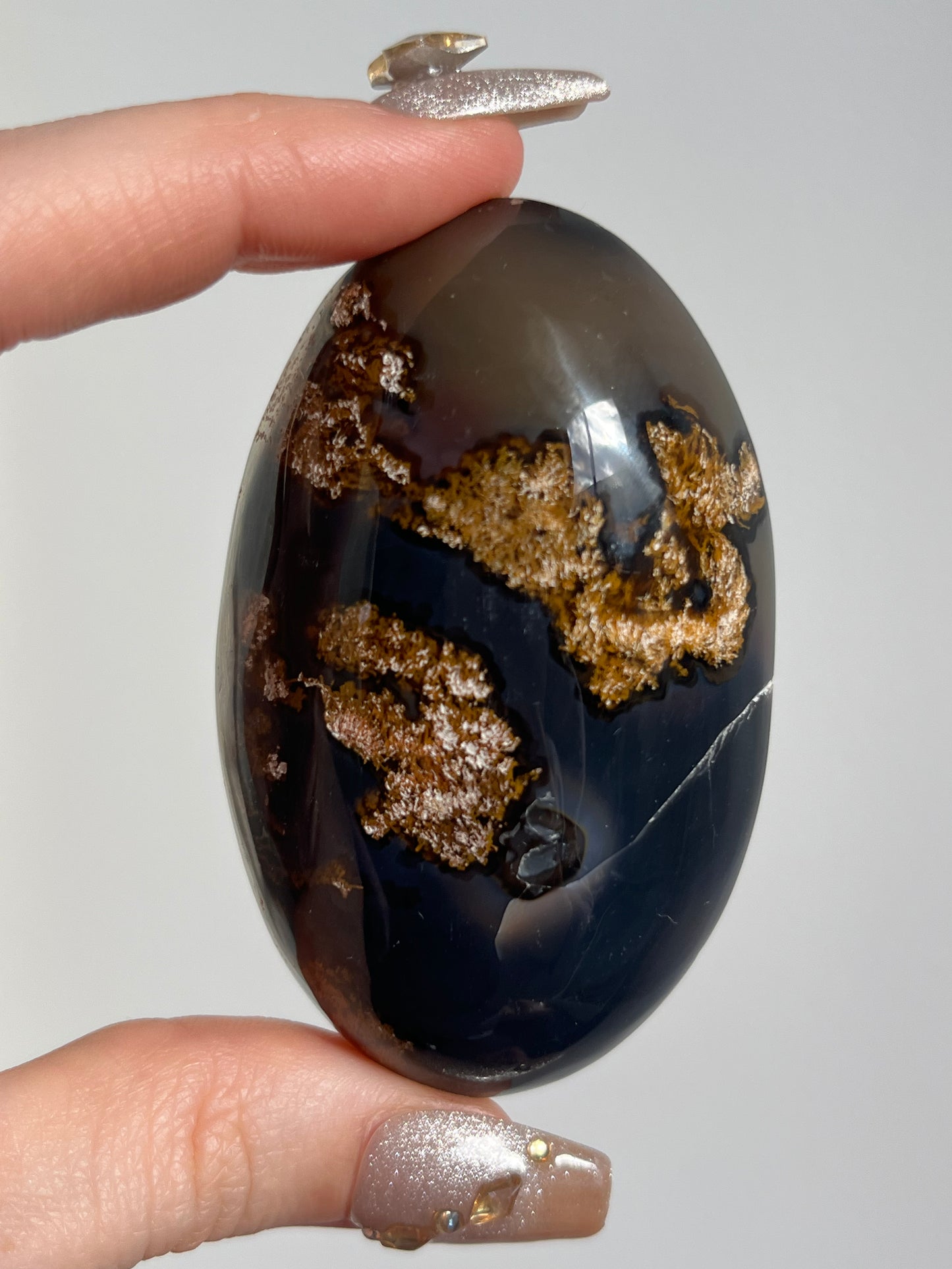 East Indonesian Agate with Golden Moss Palmstone F