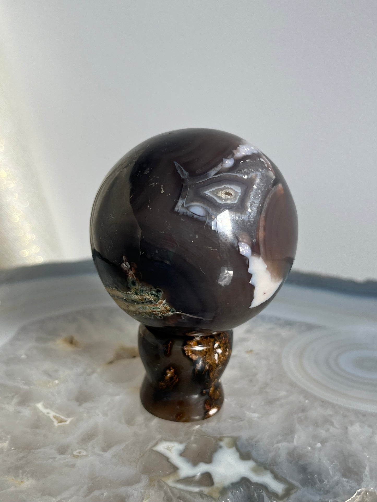 East Indonesian Agate Sphere & Custom Stand