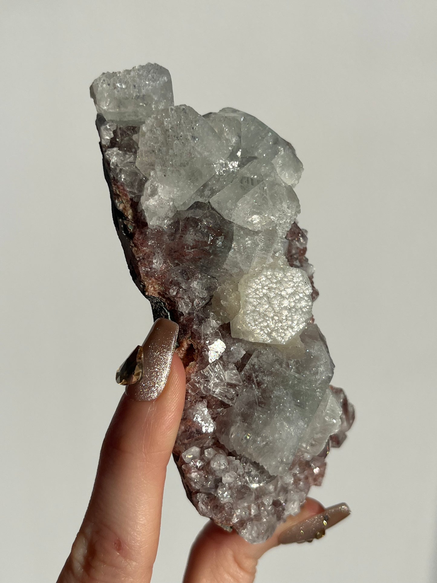 Etched Apophyllite on Red Heulandite Specimen B