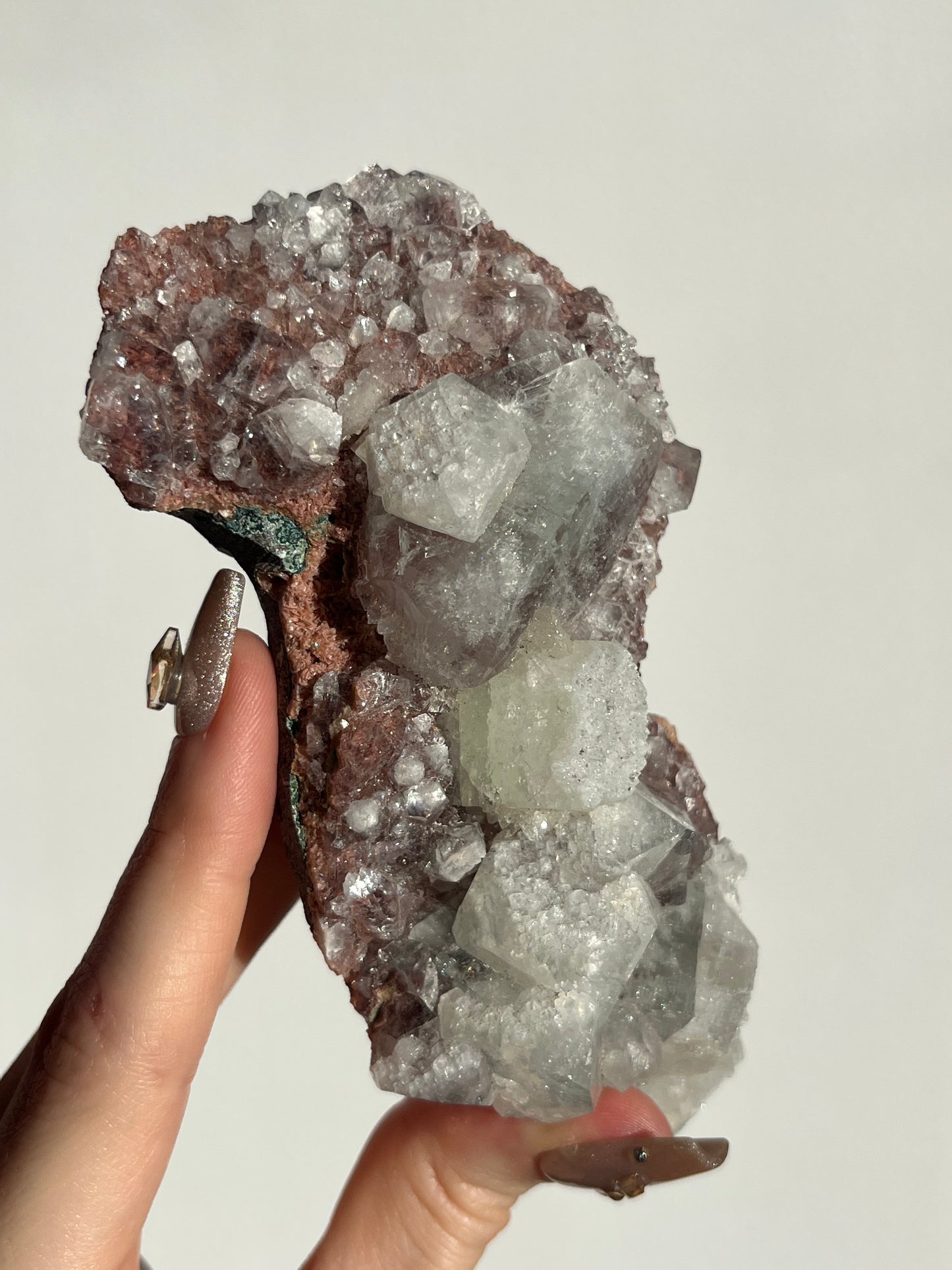 Etched Apophyllite on Red Heulandite Specimen B