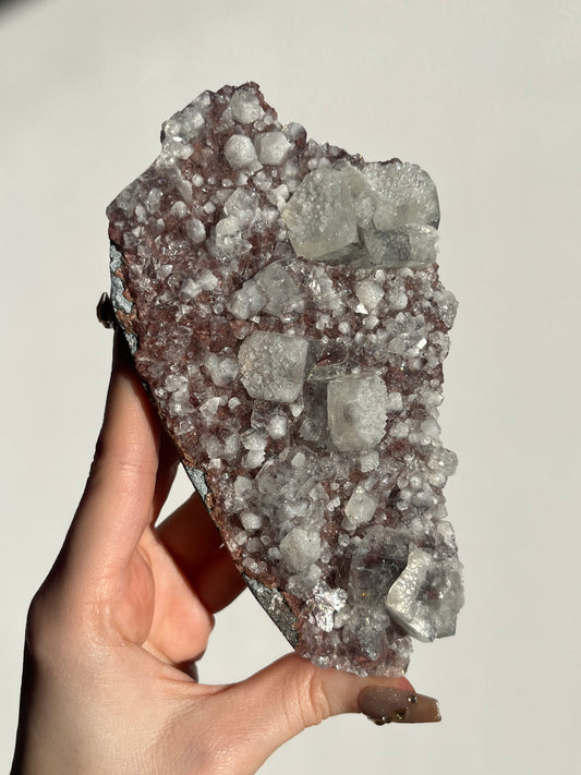 Etched Apophyllite on Red Heulandite Specimen C