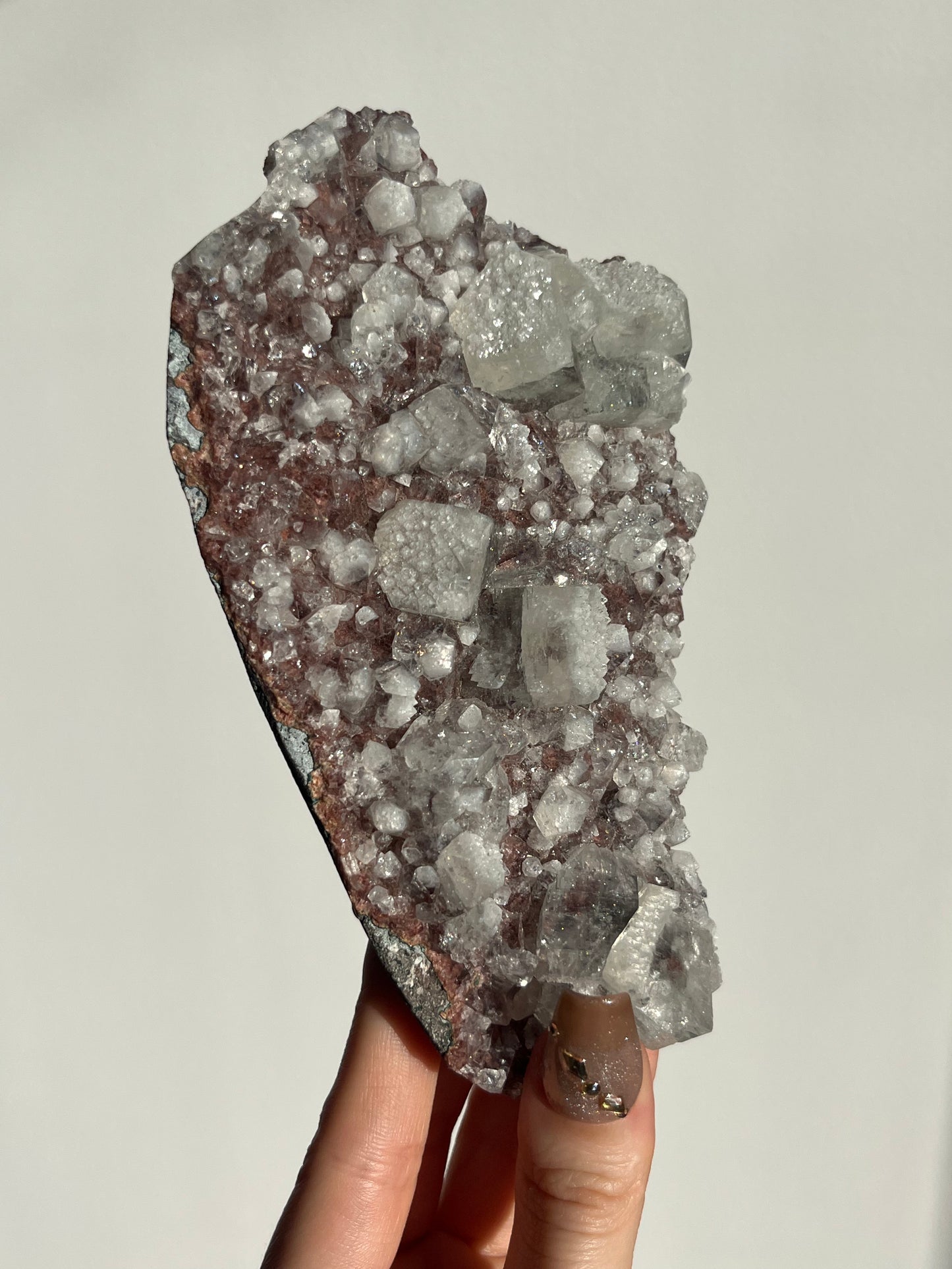 Etched Apophyllite on Red Heulandite Specimen C