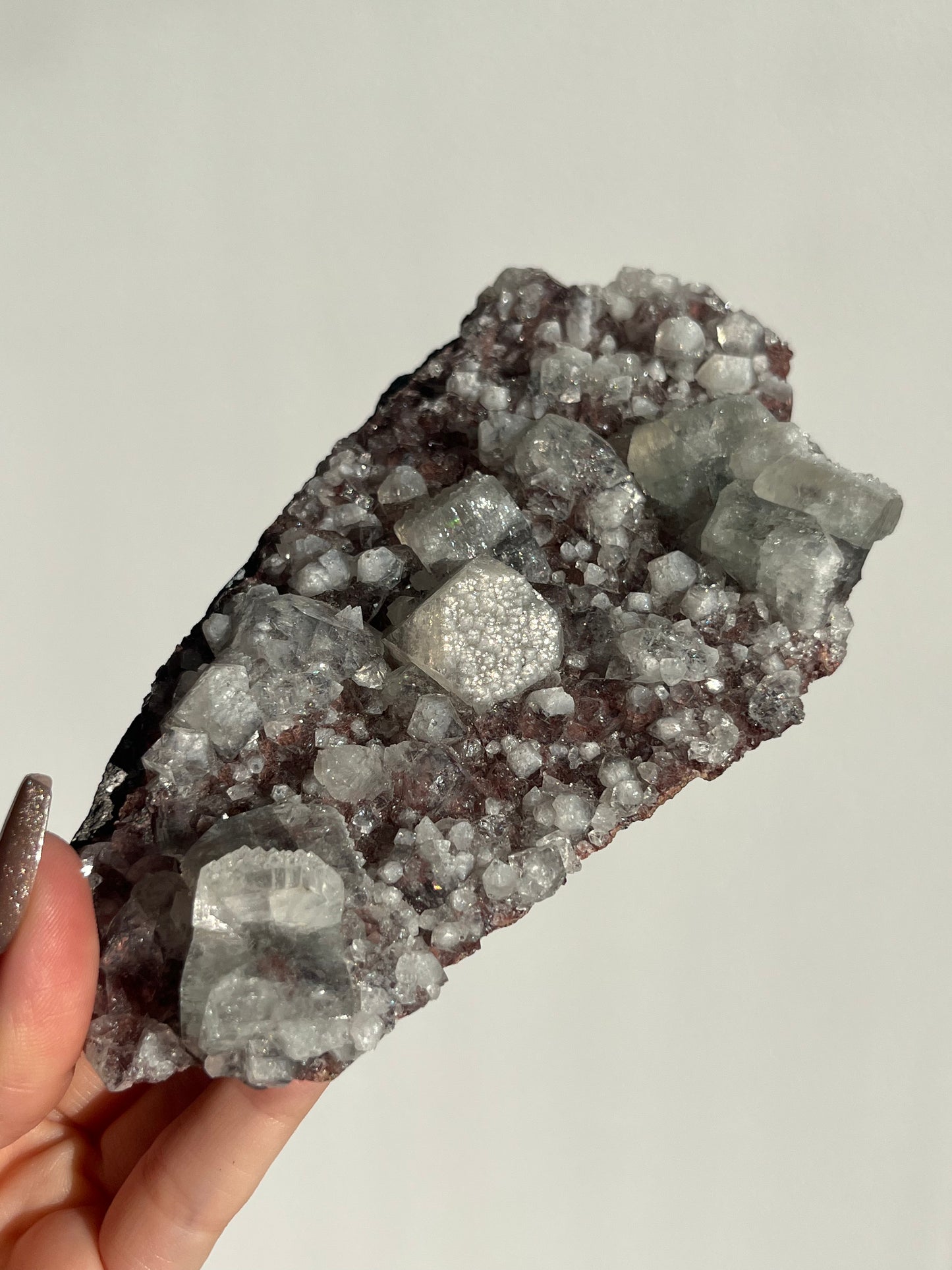 Etched Apophyllite on Red Heulandite Specimen C