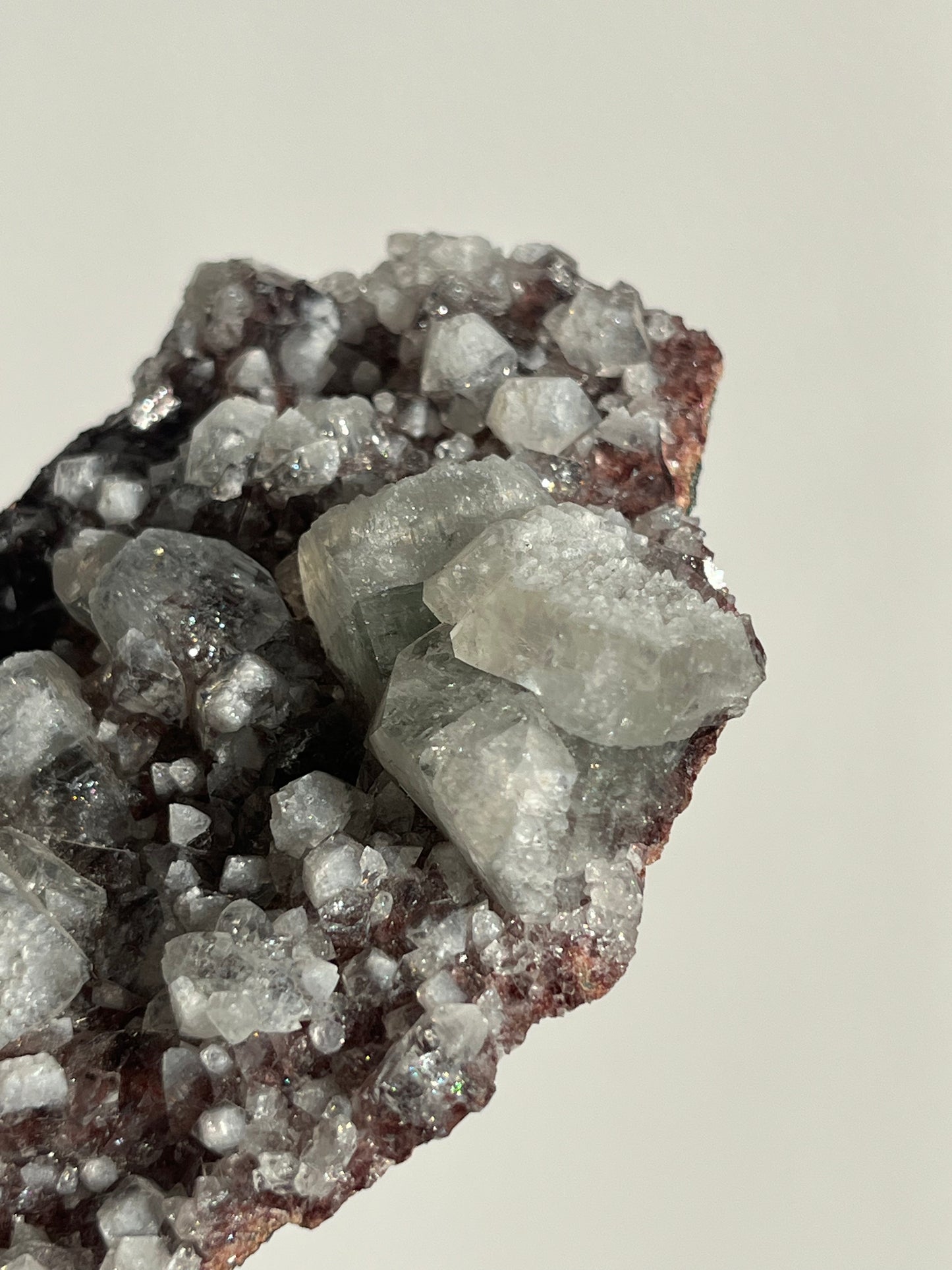 Etched Apophyllite on Red Heulandite Specimen C
