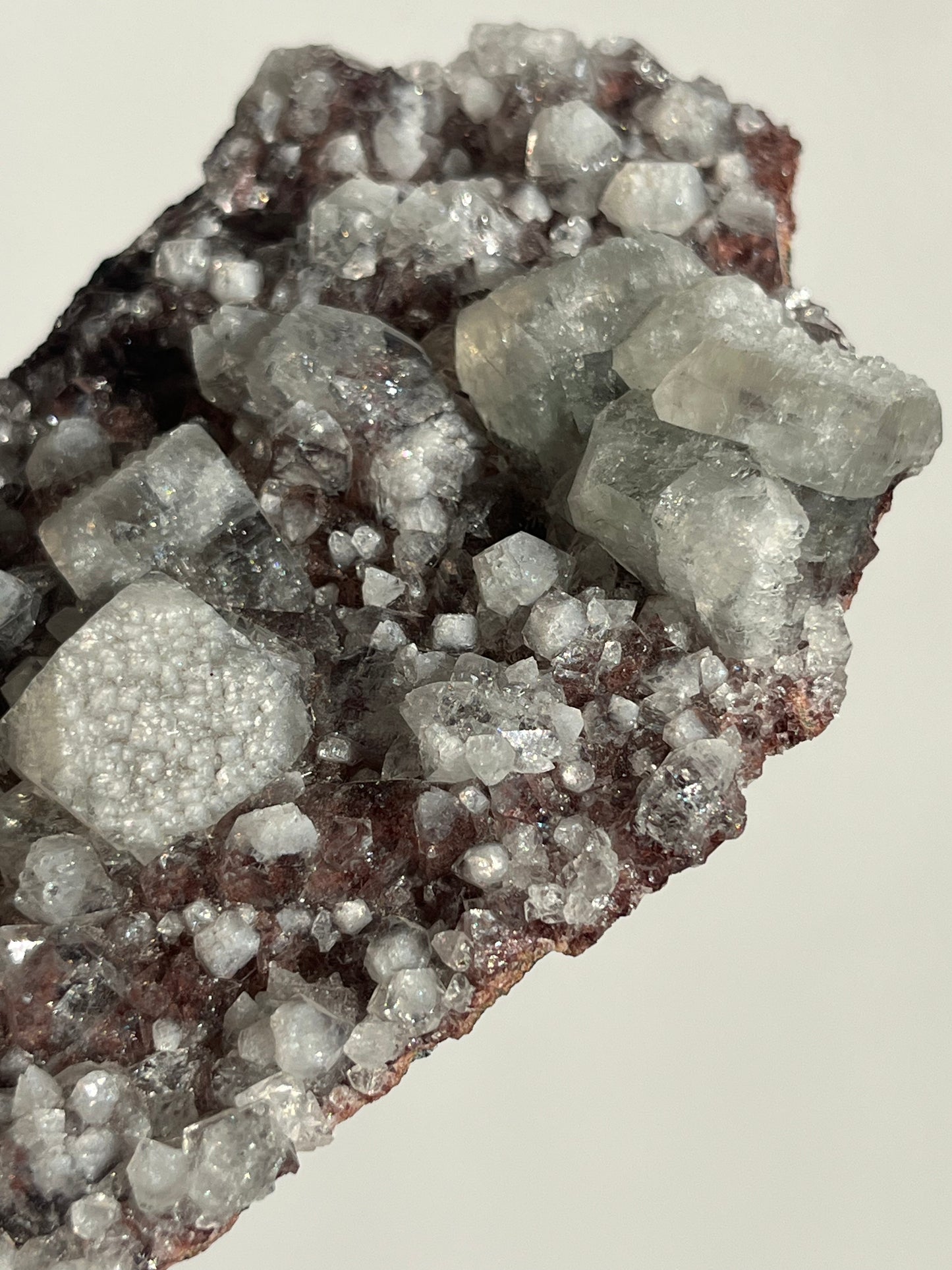 Etched Apophyllite on Red Heulandite Specimen C