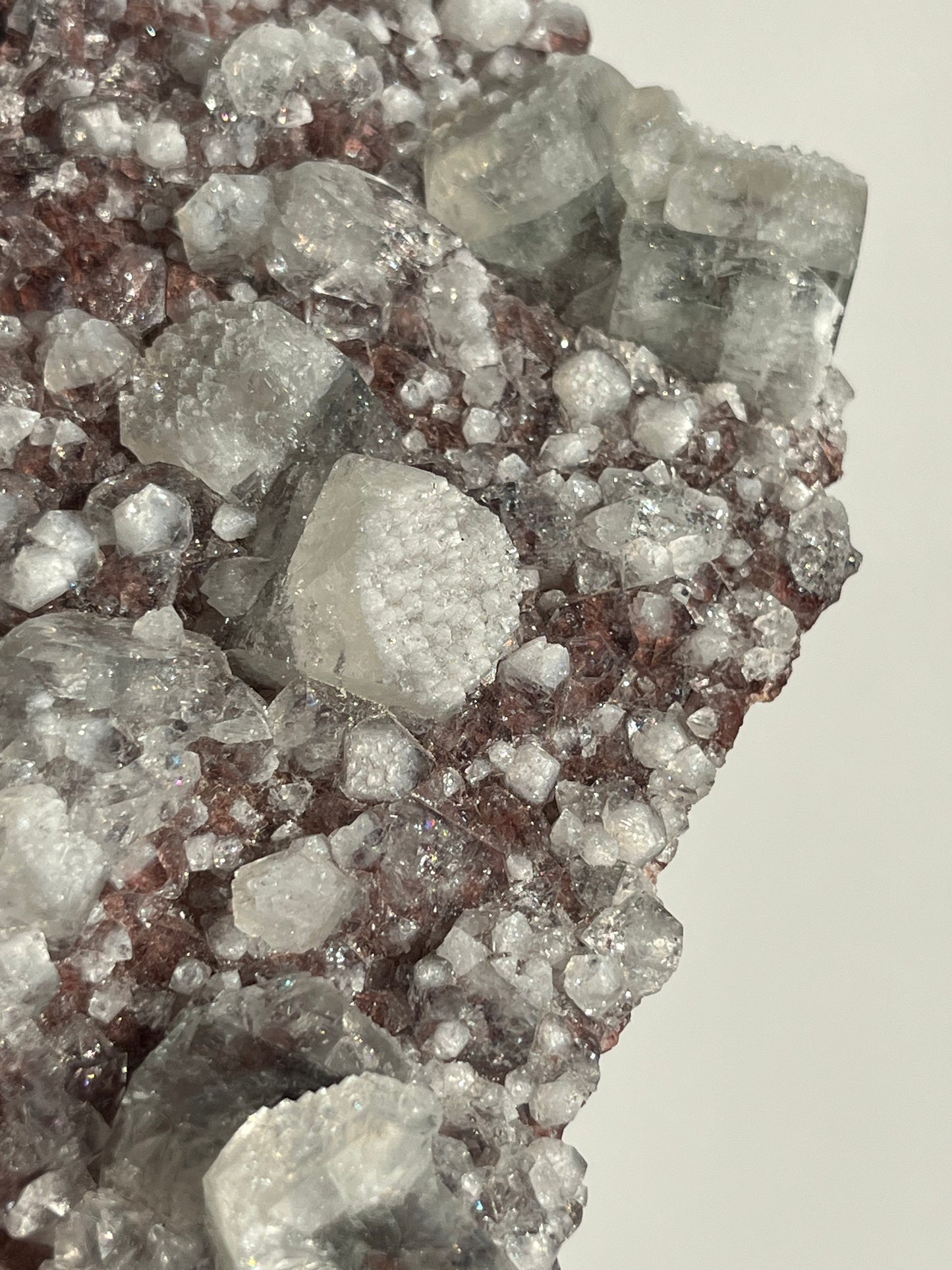 Etched Apophyllite on Red Heulandite Specimen C