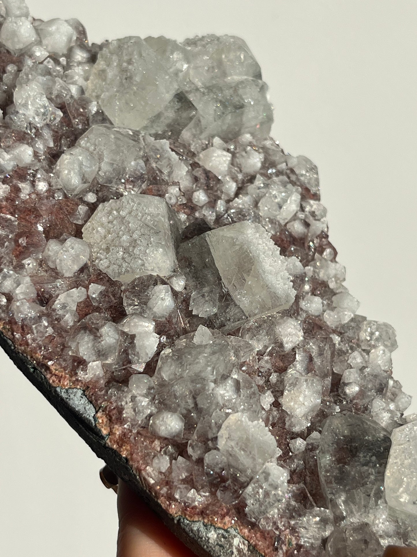 Etched Apophyllite on Red Heulandite Specimen C