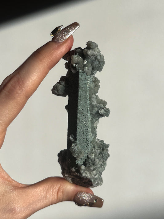 Euci Quartz with Coin Petal Calcite Specimen D
