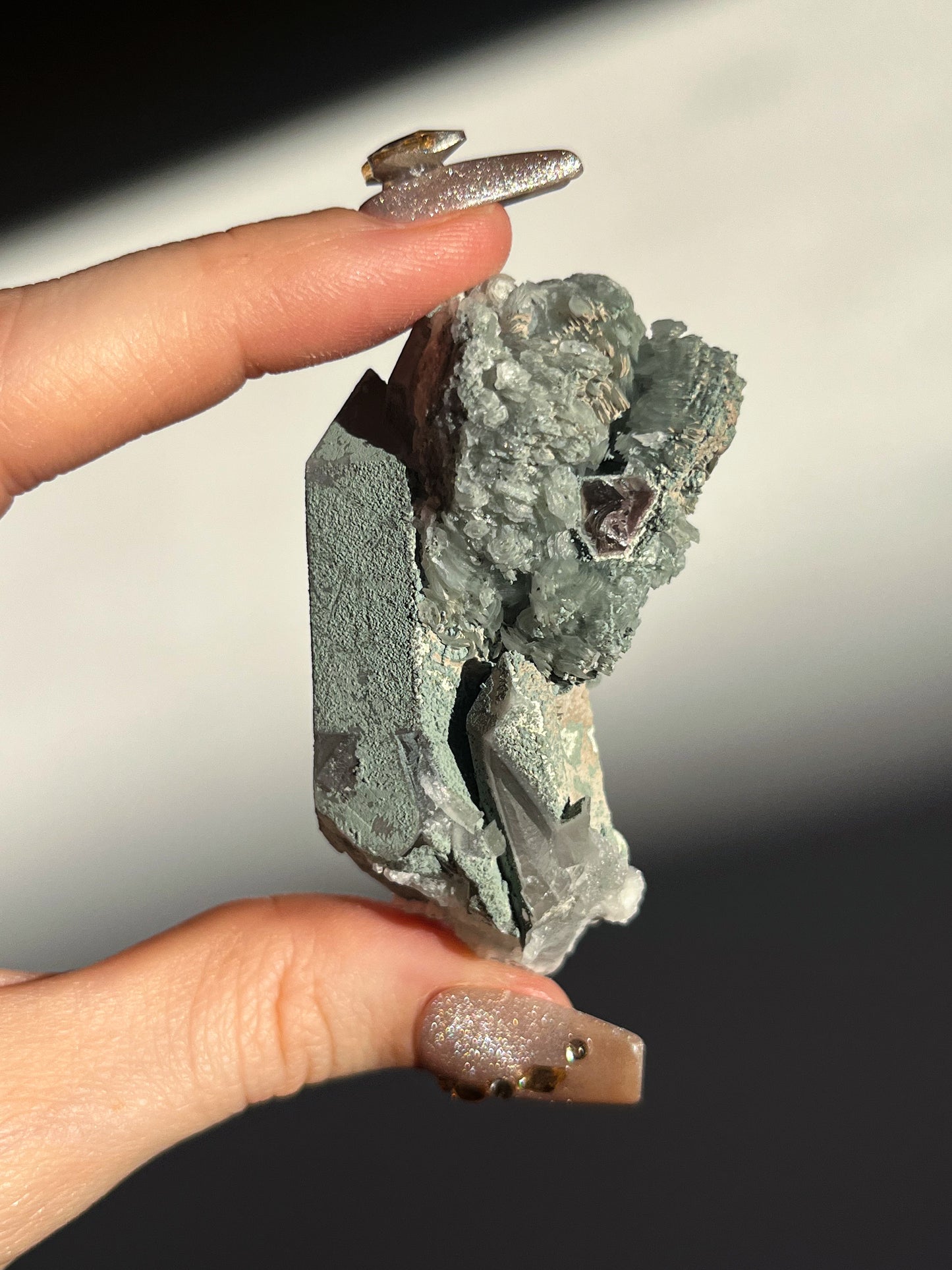 Euci Quartz with Coin Petal Calcite Specimen T