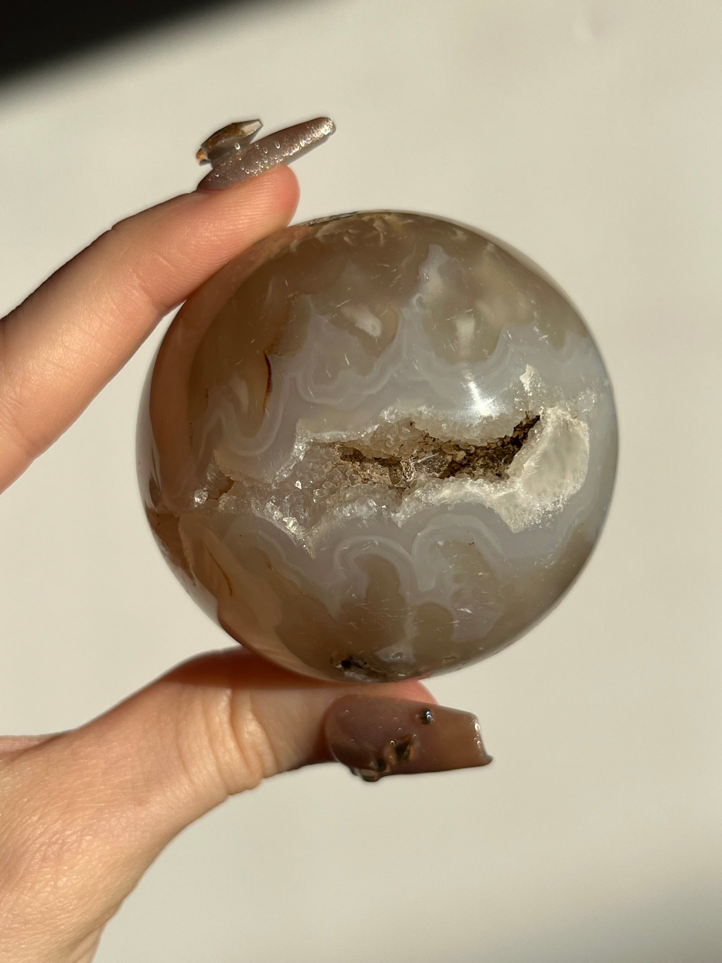 Druzy Feather Chalcedony Sphere A