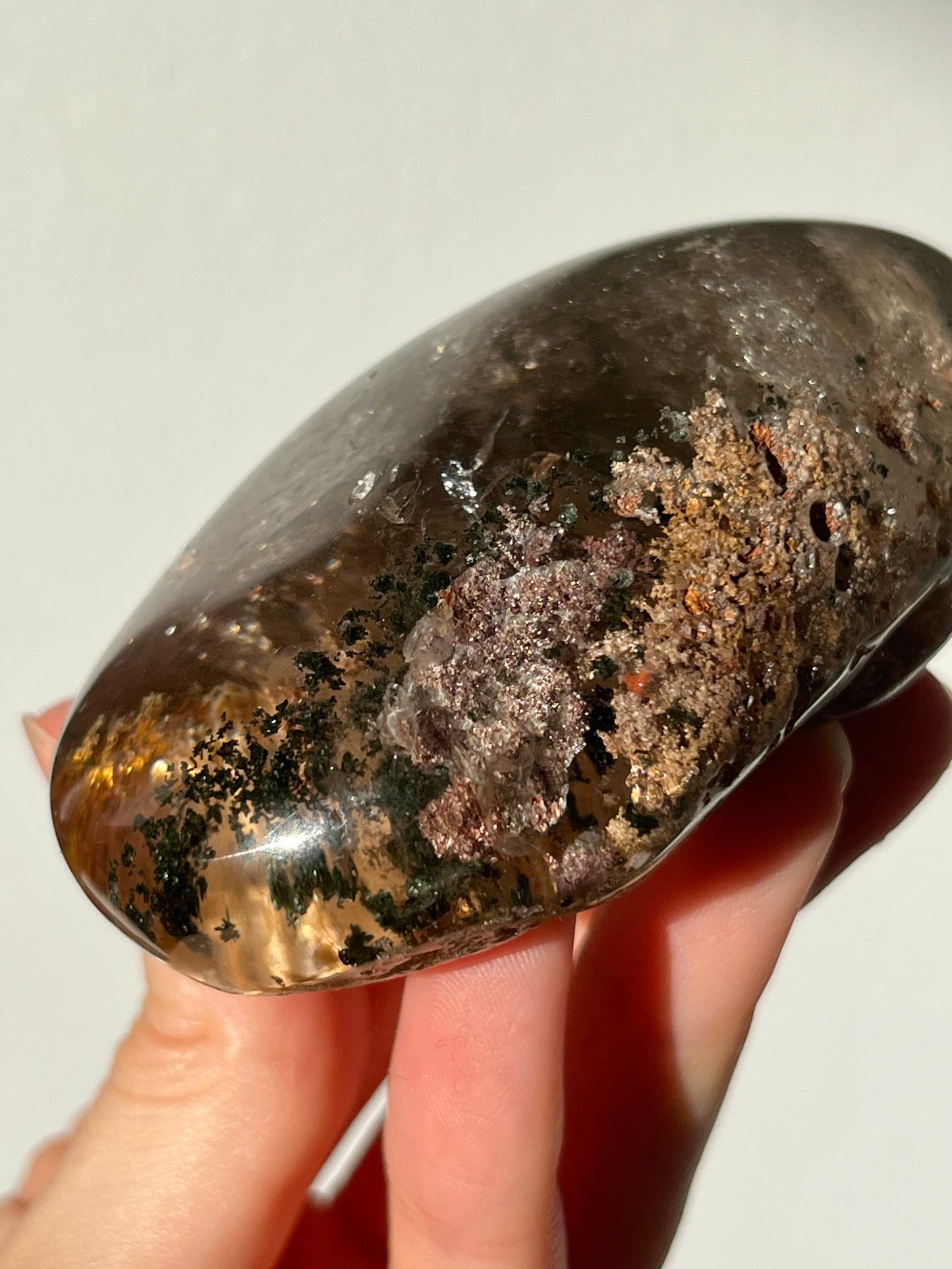 Garden Smokey Quartz Lens w/Green Chlorite #70